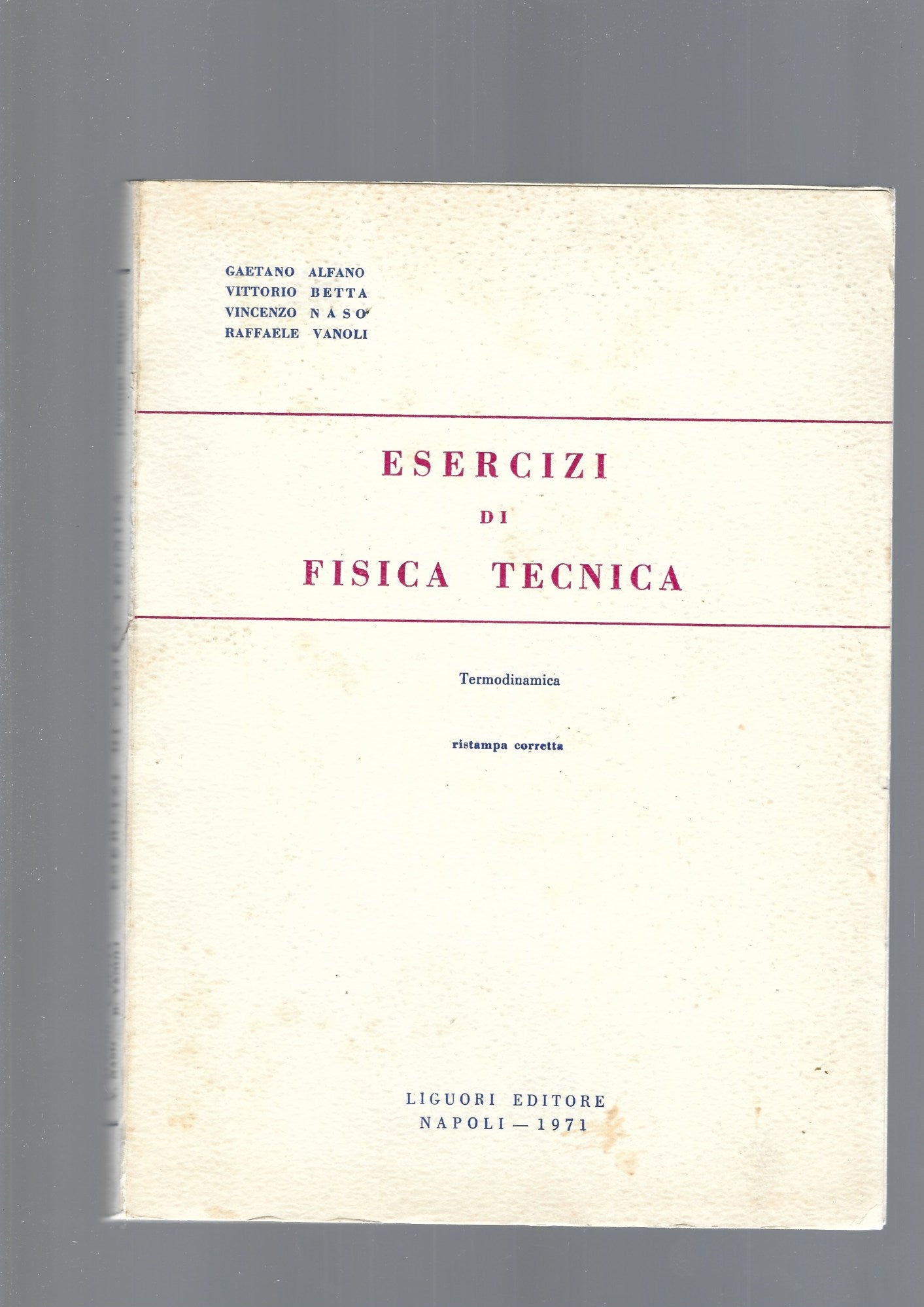 ESERCIZI DI FISICA TECNICA, termodinamica - copertina