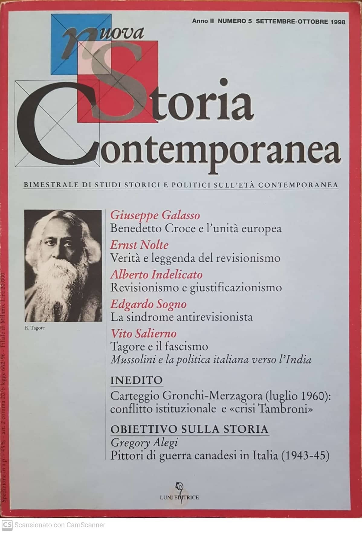 Nuova storia contemporanea. Bimestrale di studi storici e politici sull'età contemporanea. anno II numero 5 - copertina