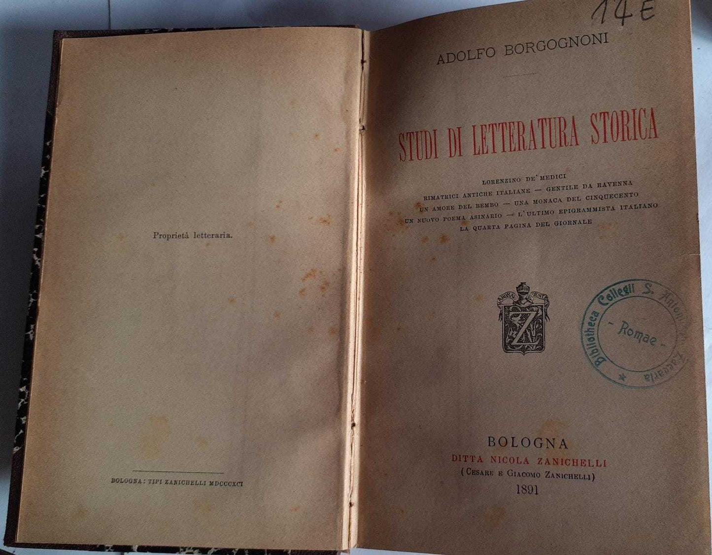 Studi di letteratura storica - copertina