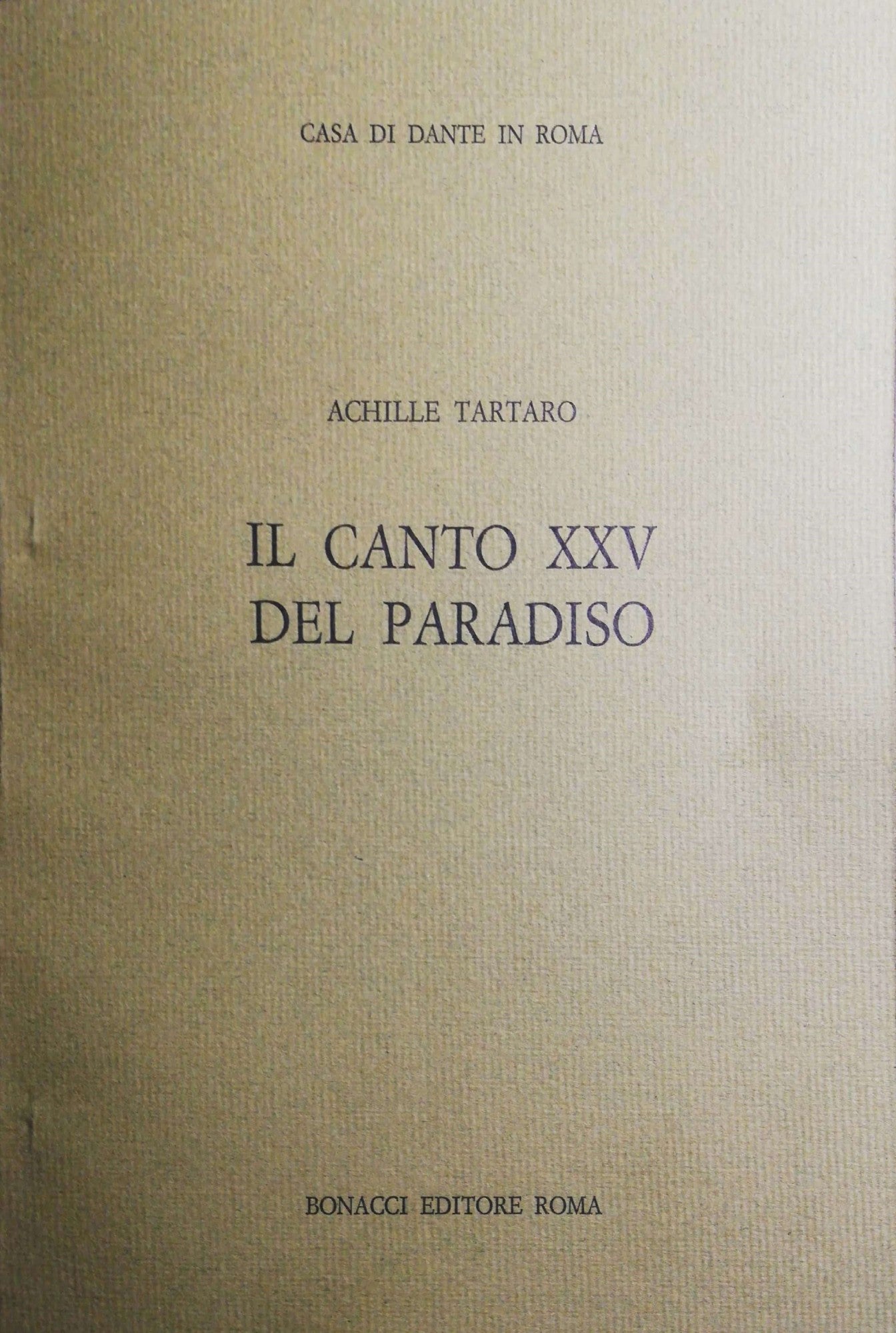 Il canto XXV del Paradiso - copertina