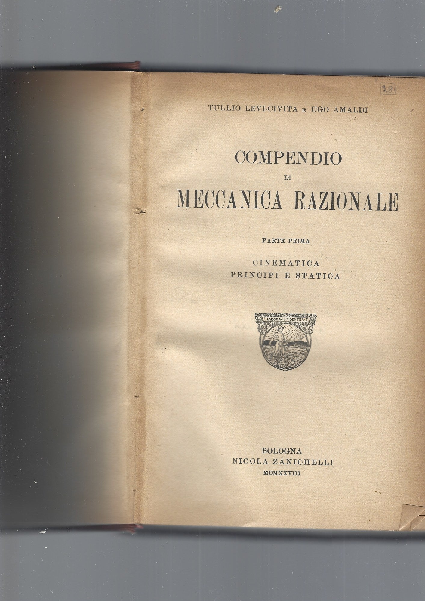 COMPENDIO DI MECCANICA RAZIONALE, parte I - copertina
