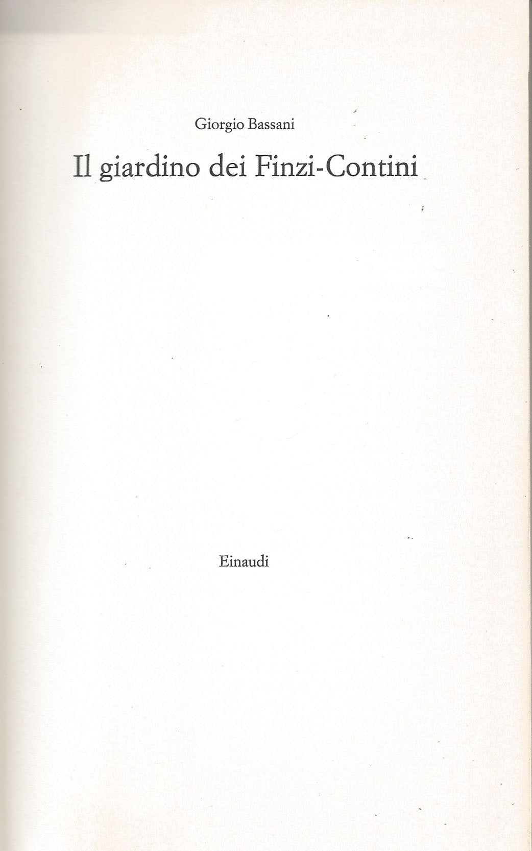 Il giardino dei Finzi-Contini - copertina