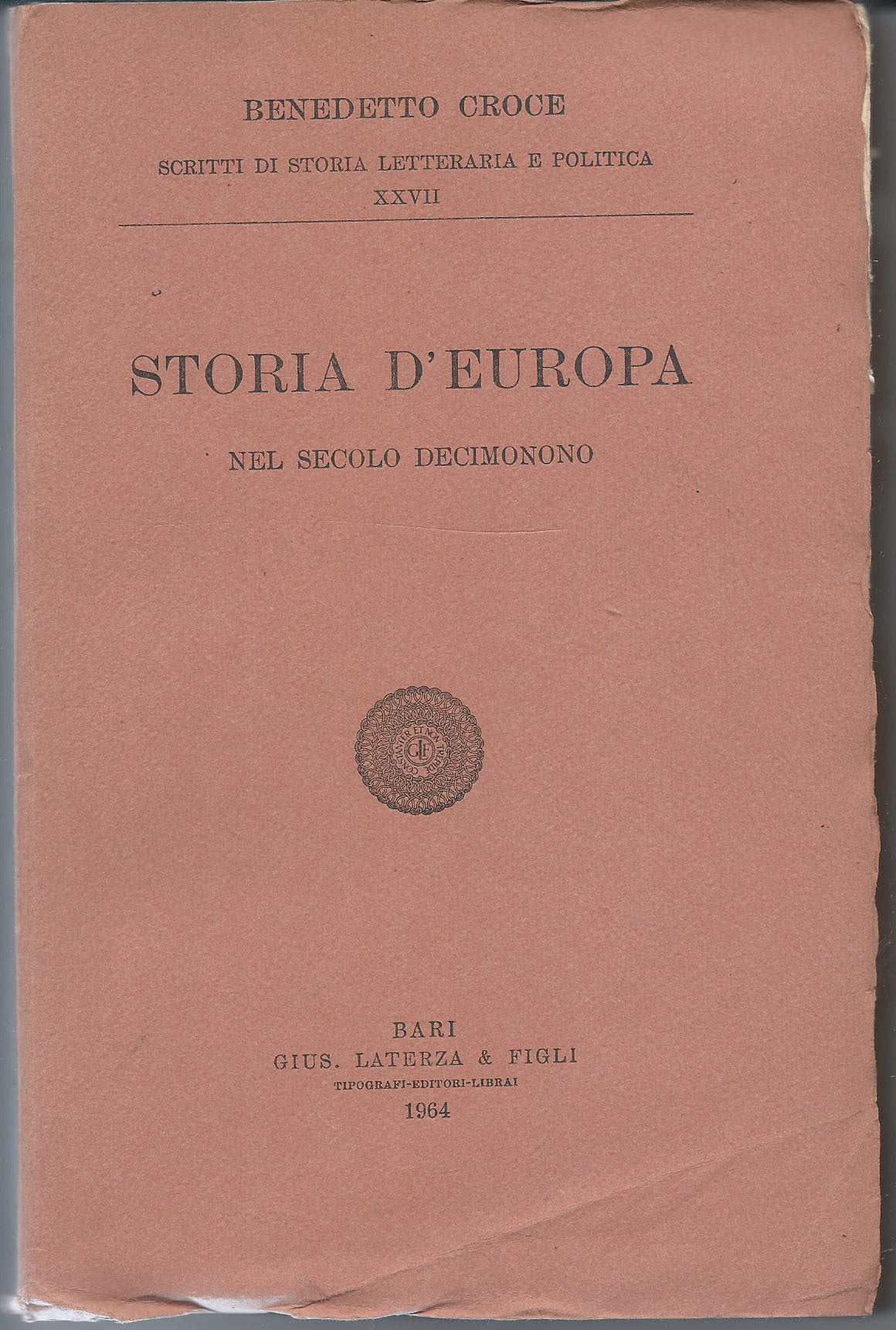 Storia d'Europa - Nel secolo decimonono - copertina