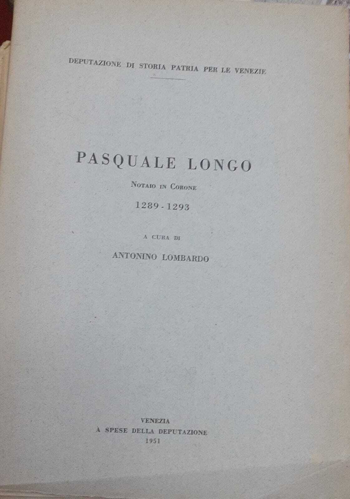 Pasquale Longo. Notaio in Corone 1289-1293 - copertina