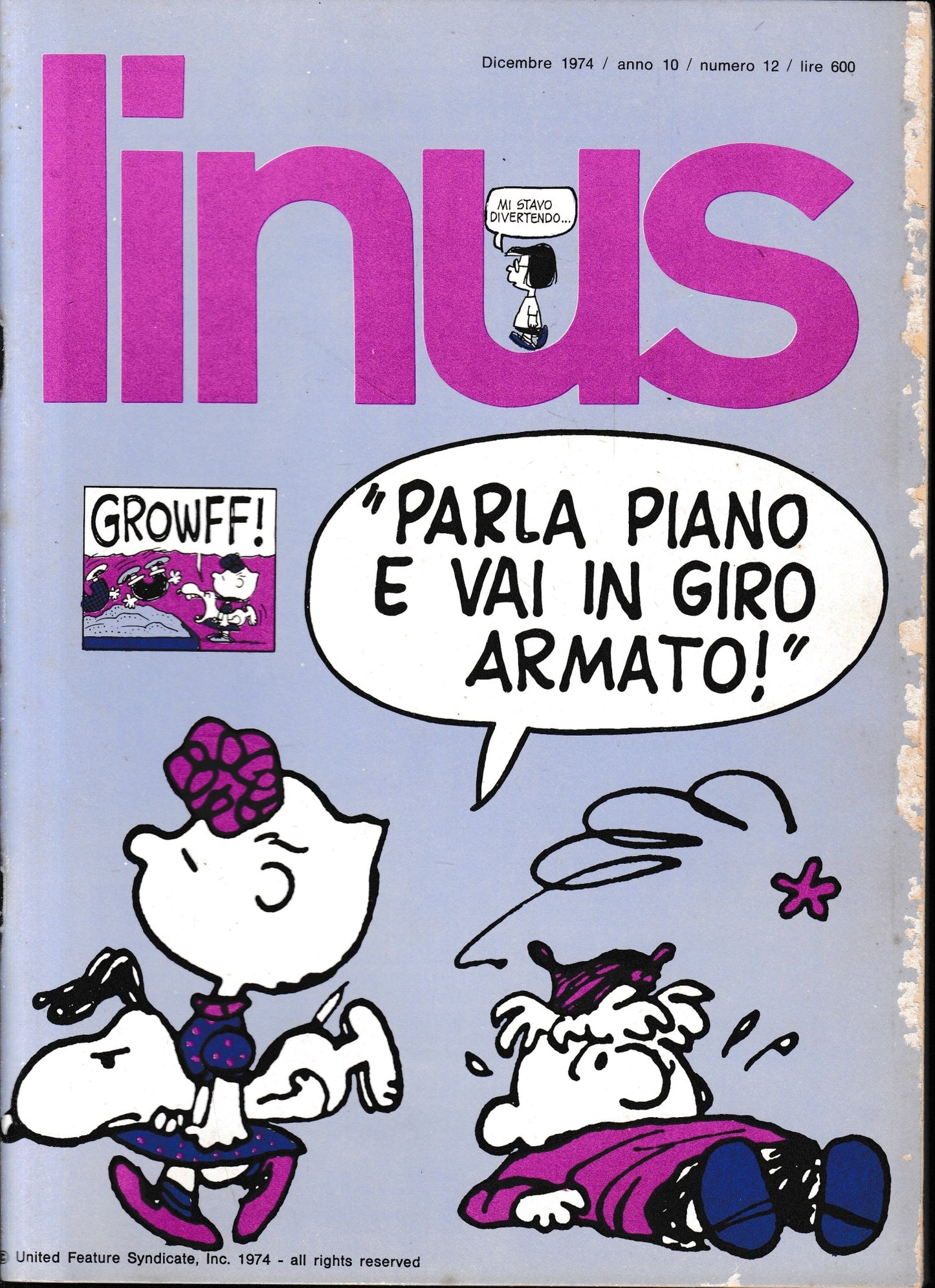 Linus. Dicembre 1974 / anno 10 / n. 12 - copertina
