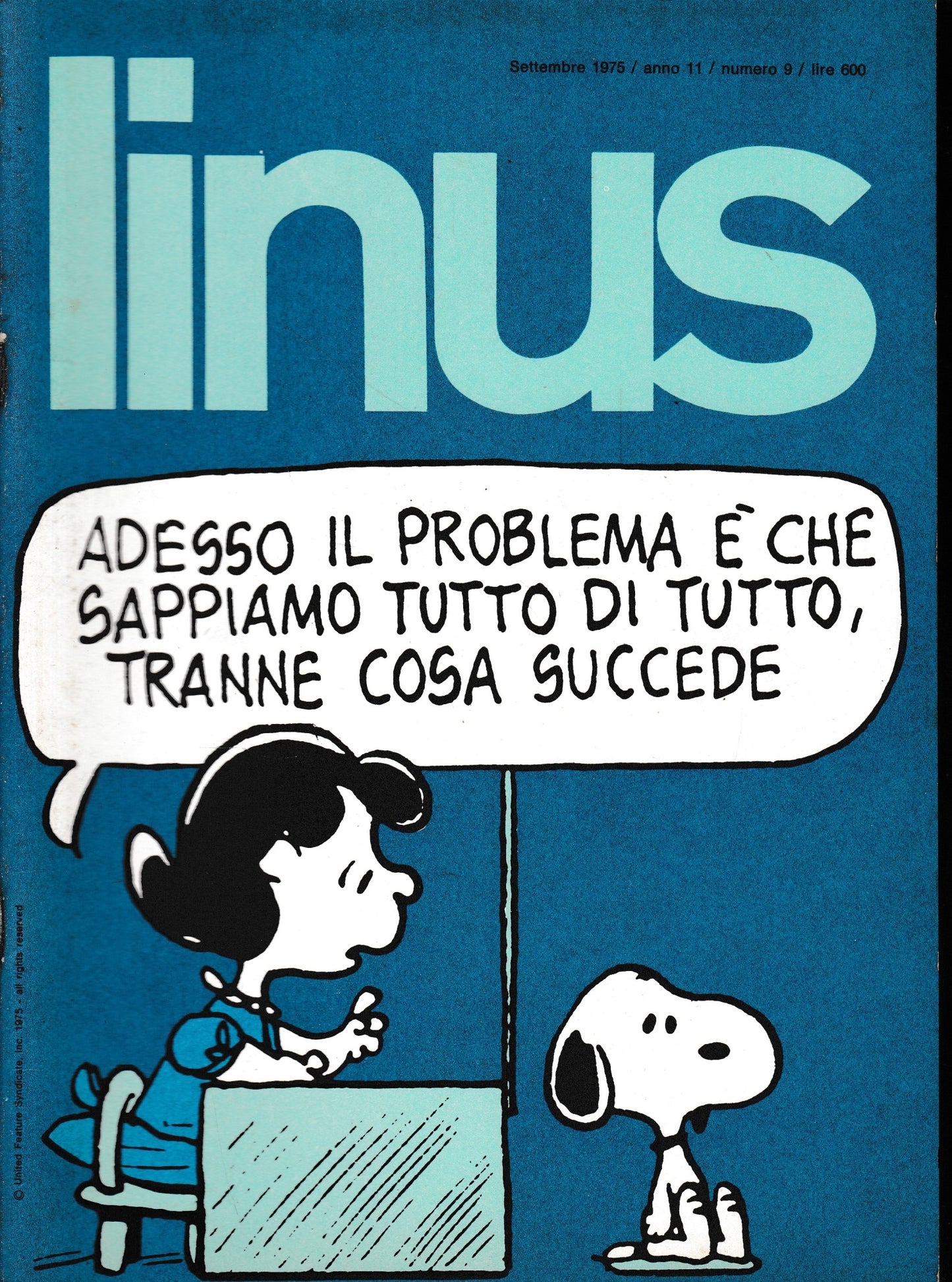 Linus. Settembre 1975 / anno 11 / n. 9 - copertina