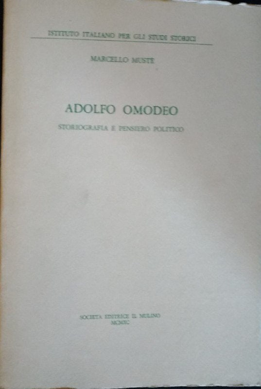 Adolfo Omodeo. Storiografia e pensiero politico - copertina