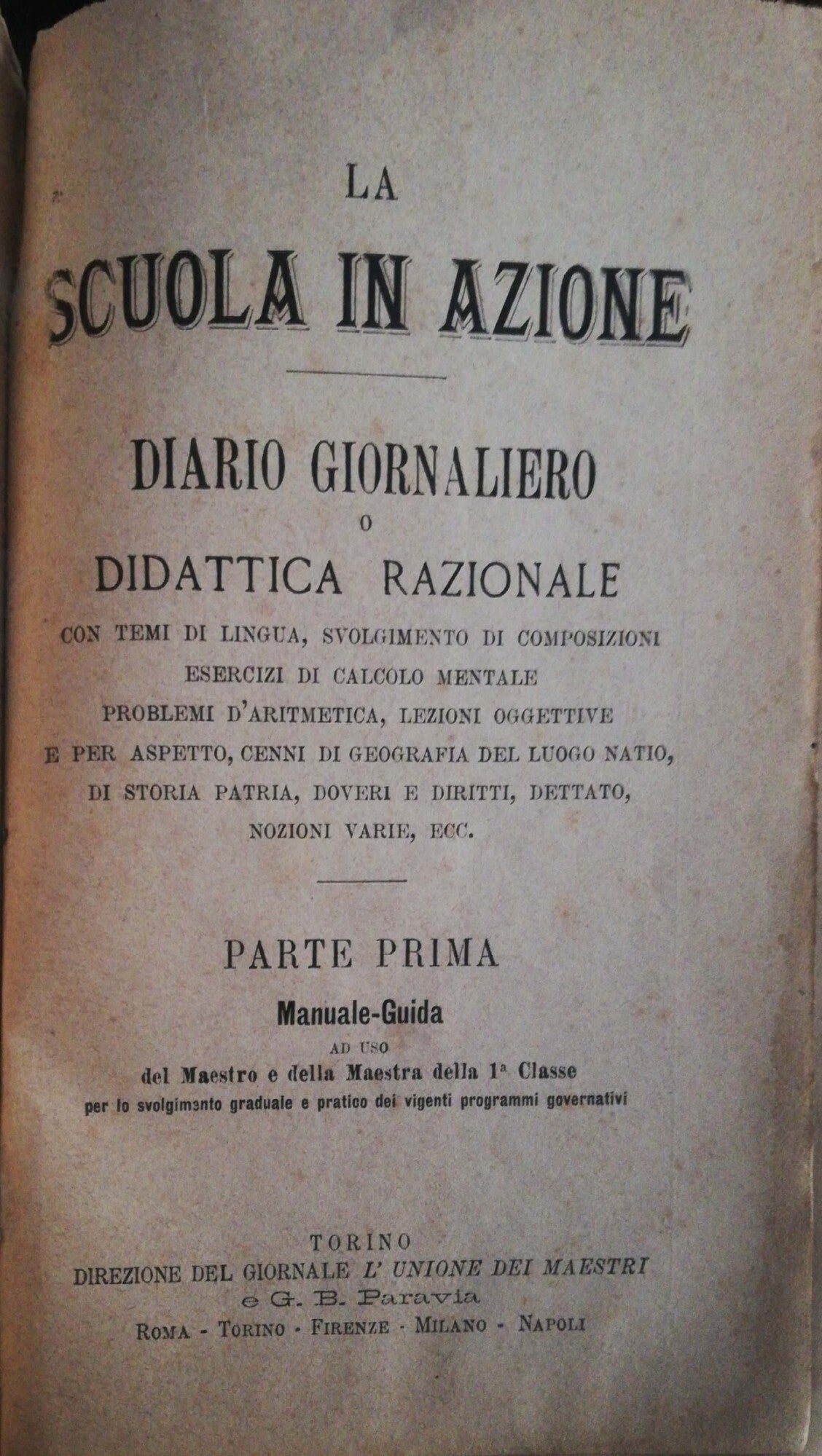 La scuola in azione, diario giornaliero o didattica razionale - copertina