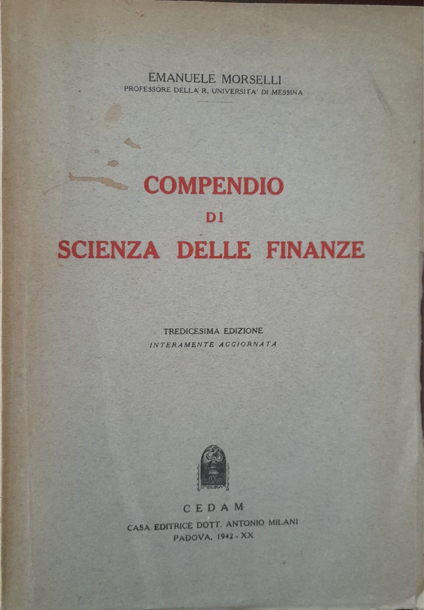 Compendio di scienza delle finanze - copertina