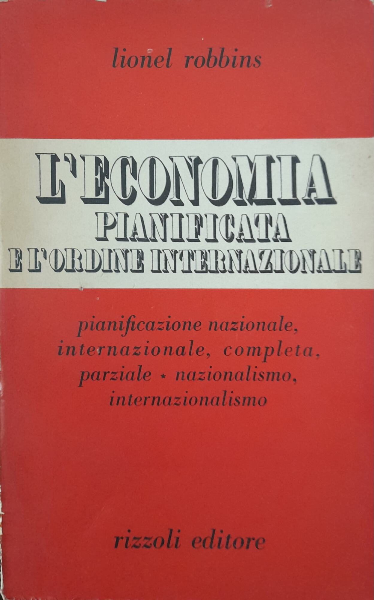 L'economia pianificata e l'ordine internazionale - copertina