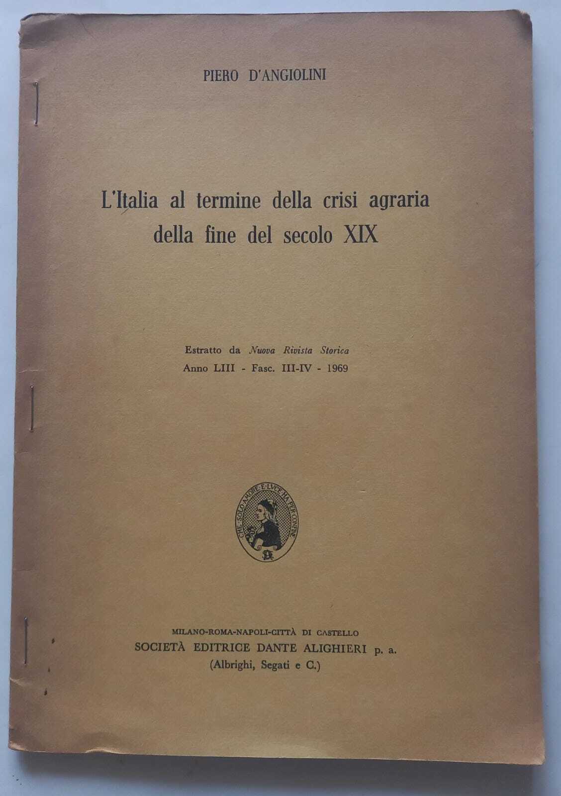 L'Italia al termine della crisi agraria della fine del secolo XIX. (Estratto) - copertina
