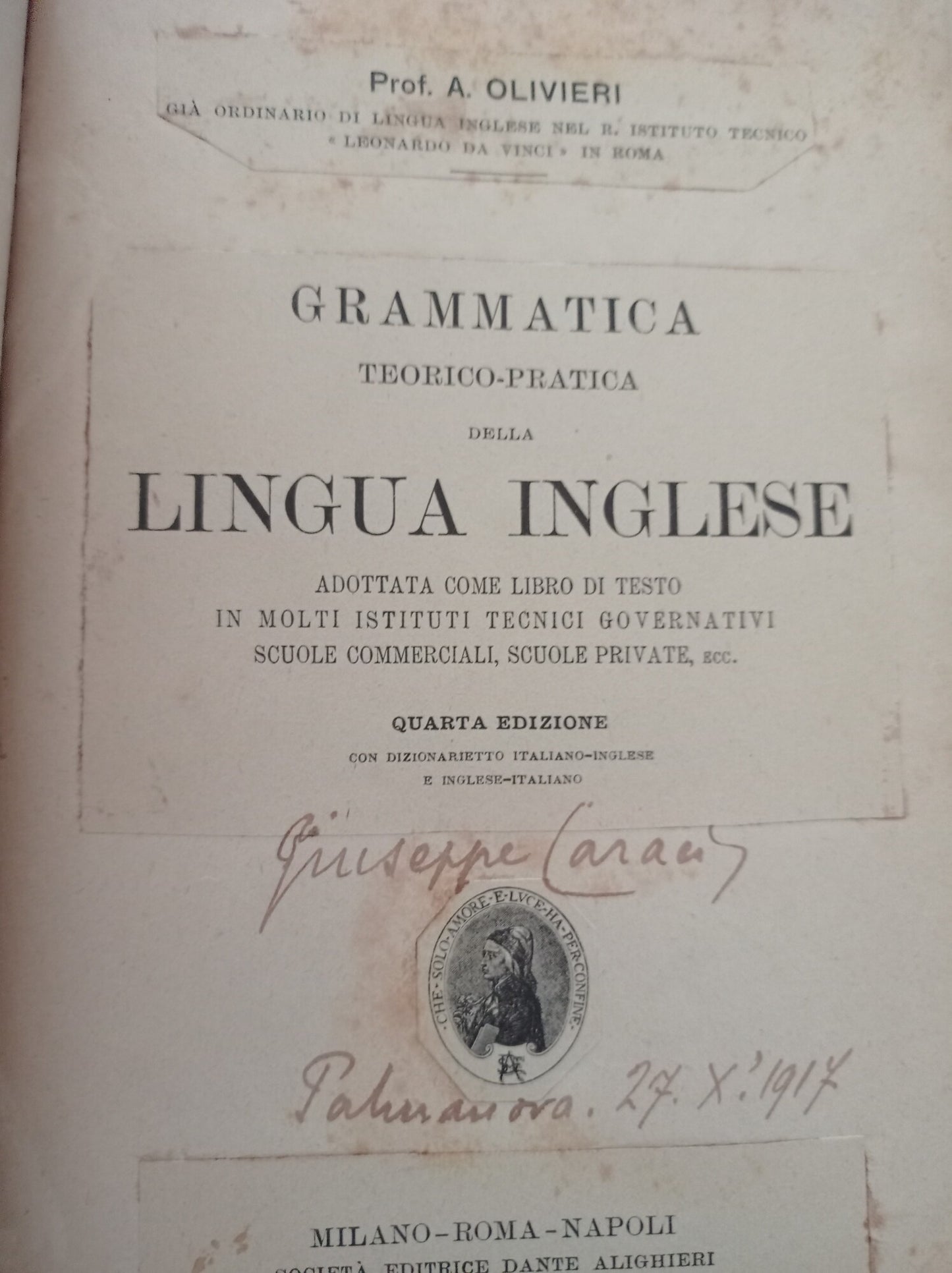 Grammatica teorico pratica della lingua inglese - copertina