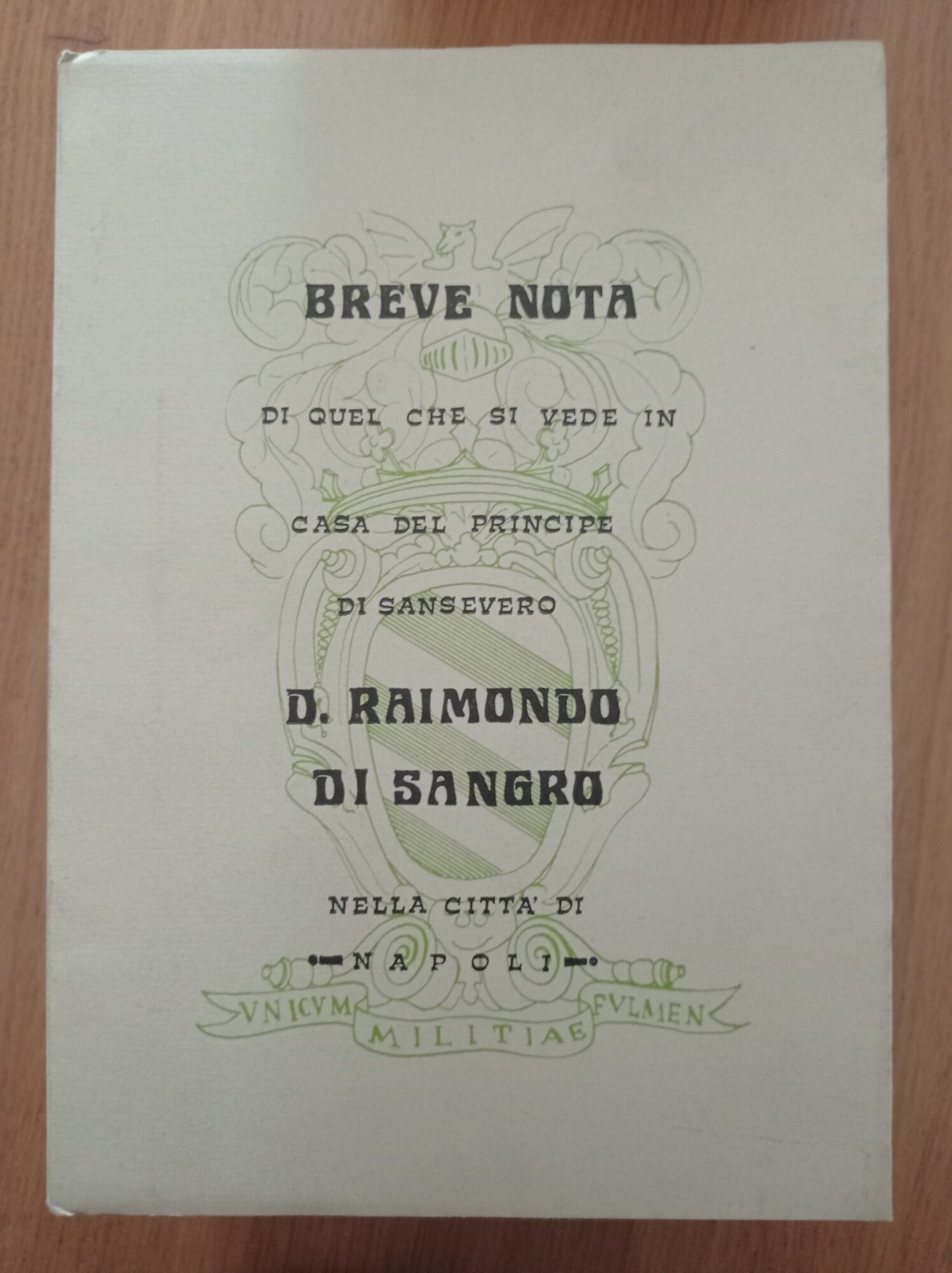 Breve nota di quel che si vede in casa del principe di Sansevero - copertina