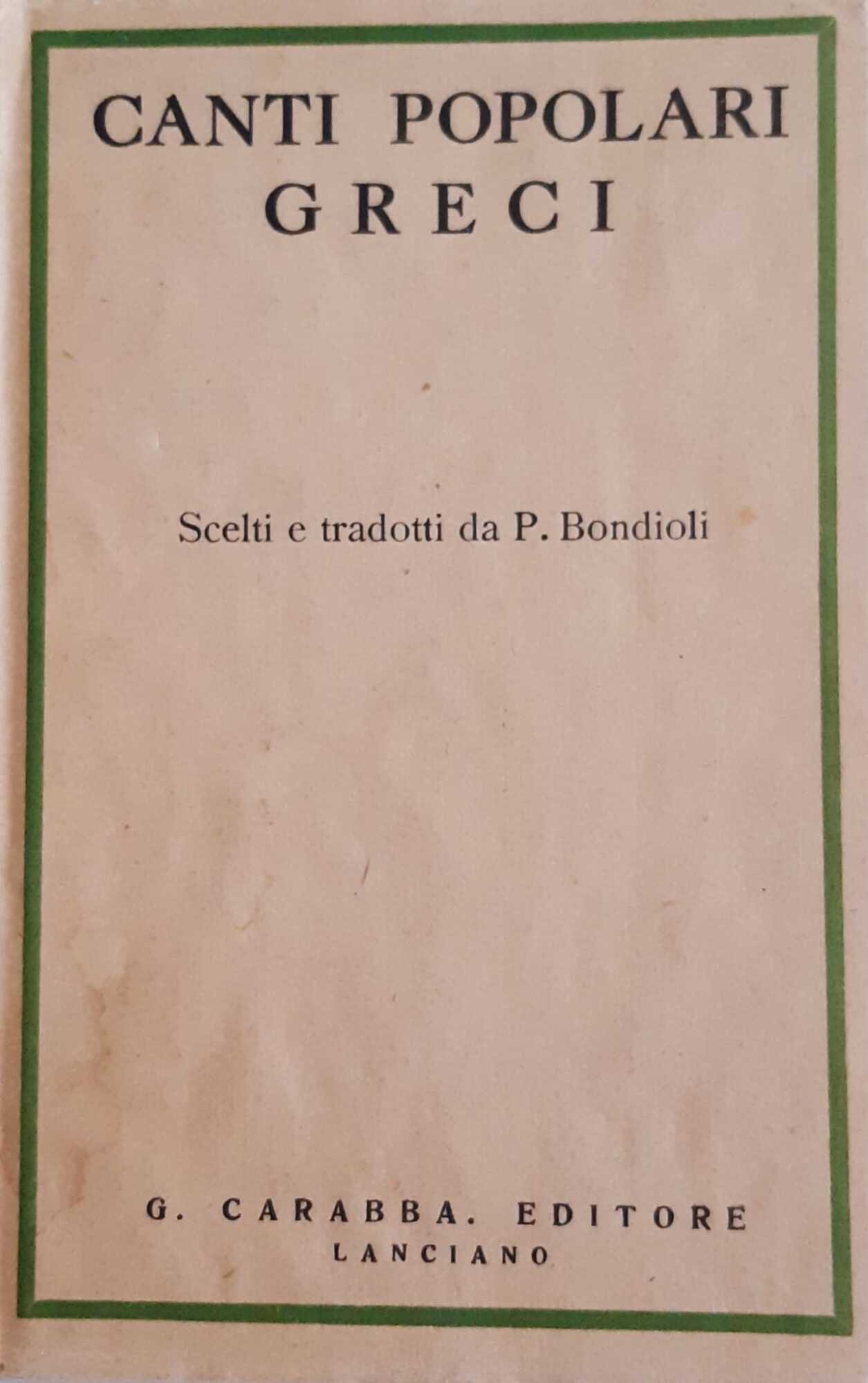 Canti popolari greci - copertina