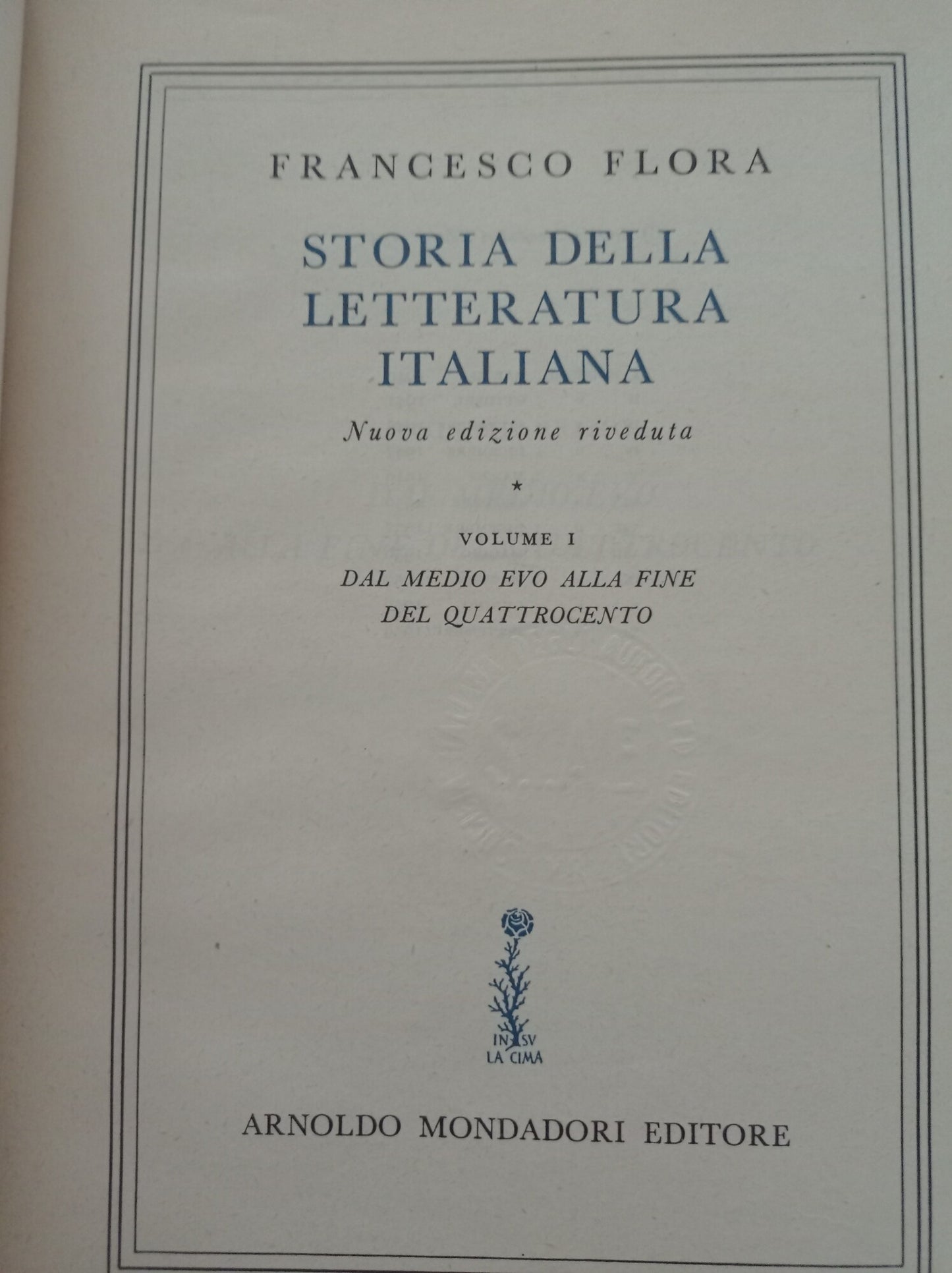 Storia della letteratura italiana Vol.1 - copertina