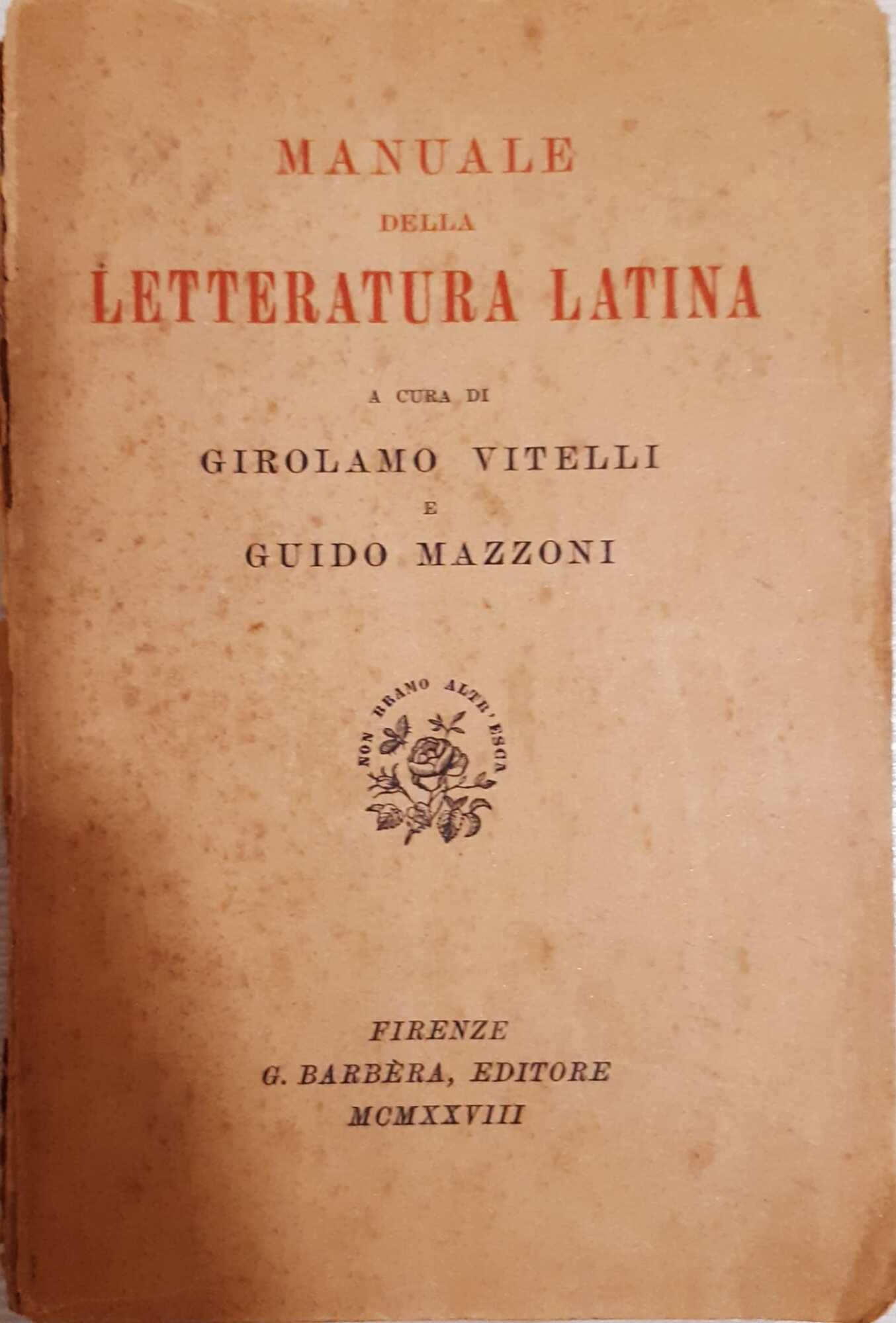 Manuale della letteratura latina - copertina
