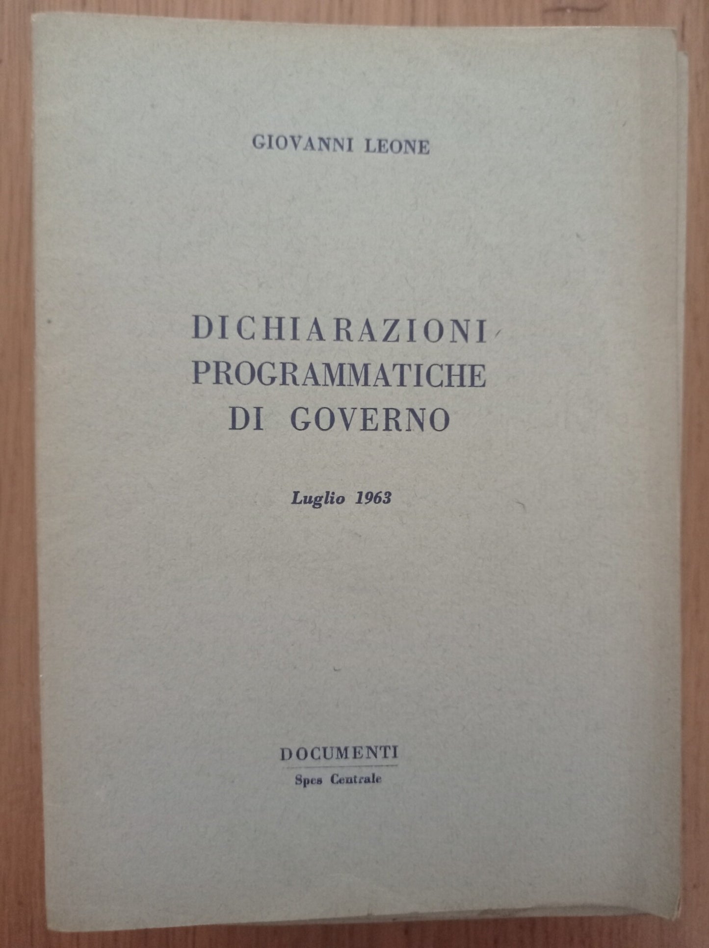Dichiarazioni programmatiche di governo - Luglio 1963 - copertina