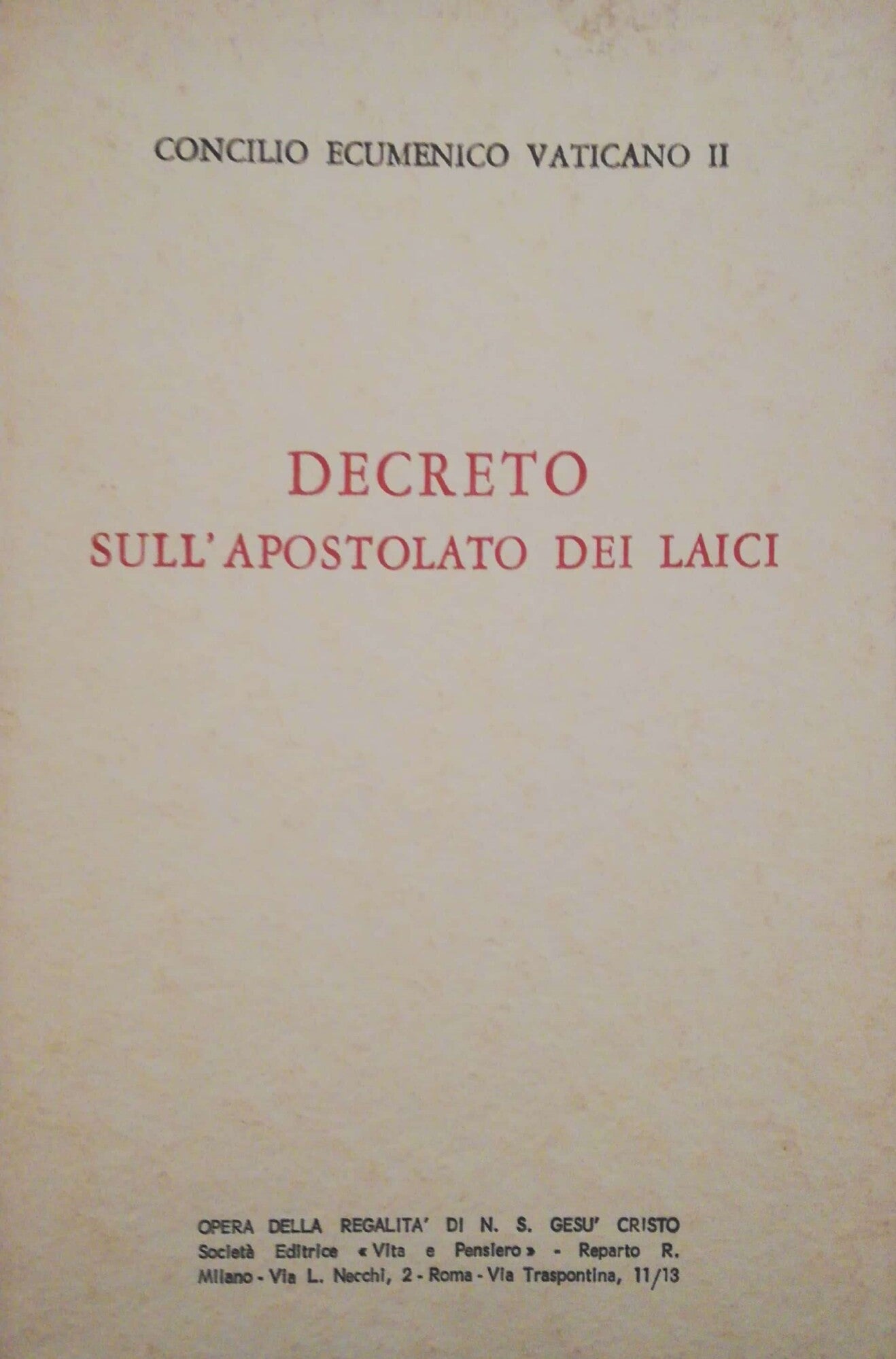 Decreto sull'apostolato dei laici - copertina
