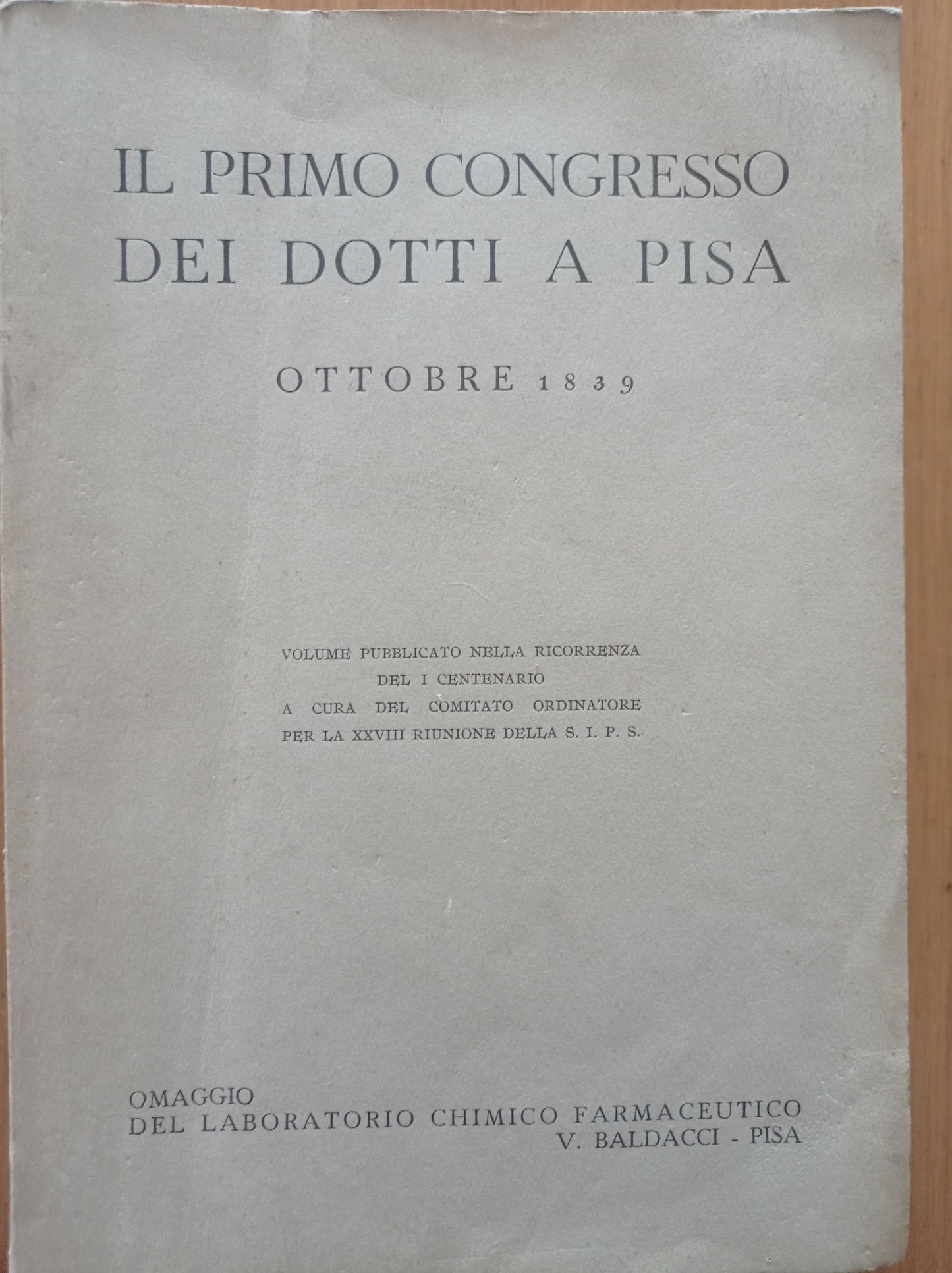 Il primo Congresso dei dotti a Pisa - copertina