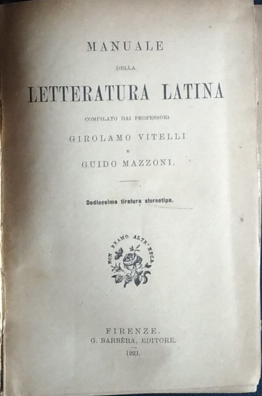Manuale della letteratura latina - copertina