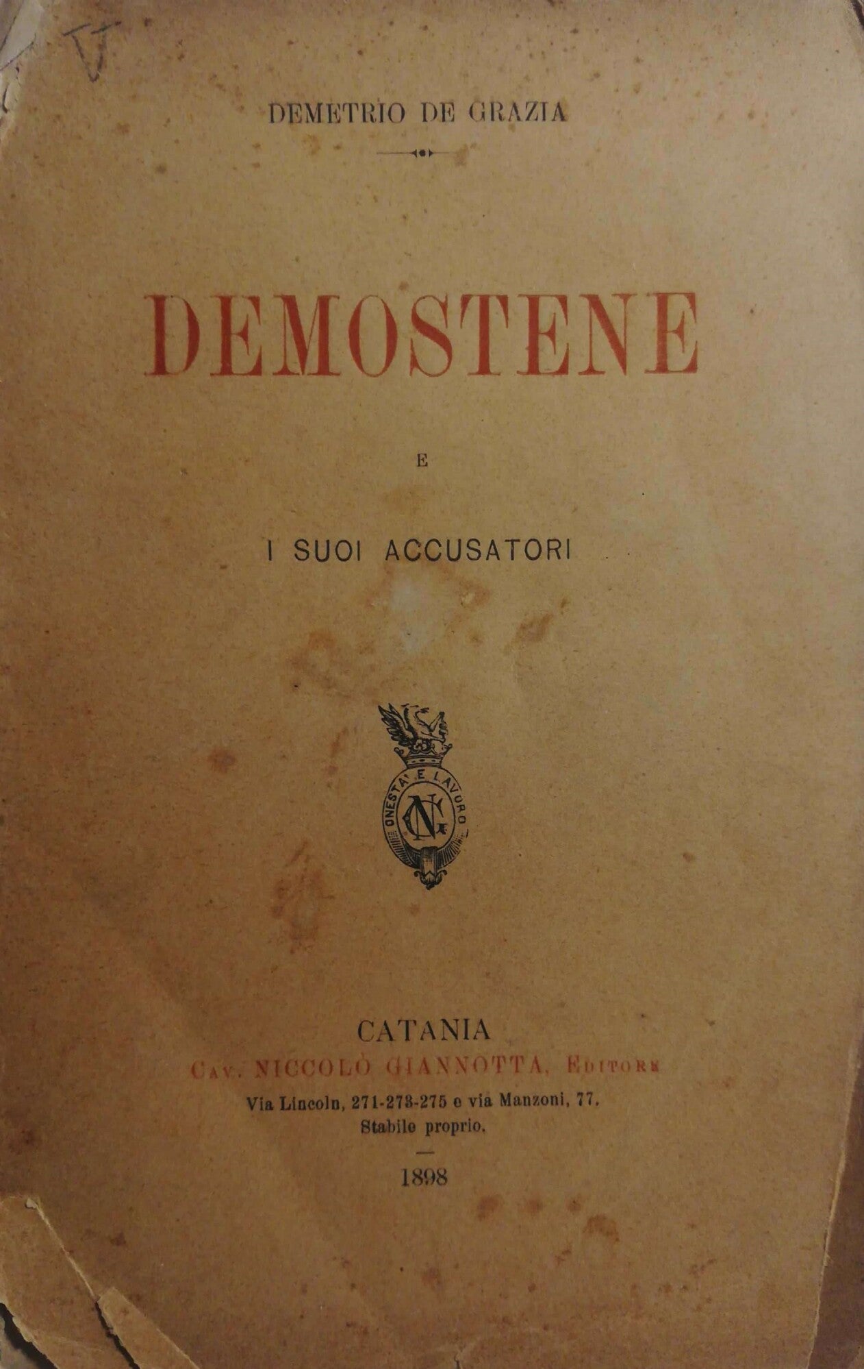 Demostene e i suoi accusatori - copertina