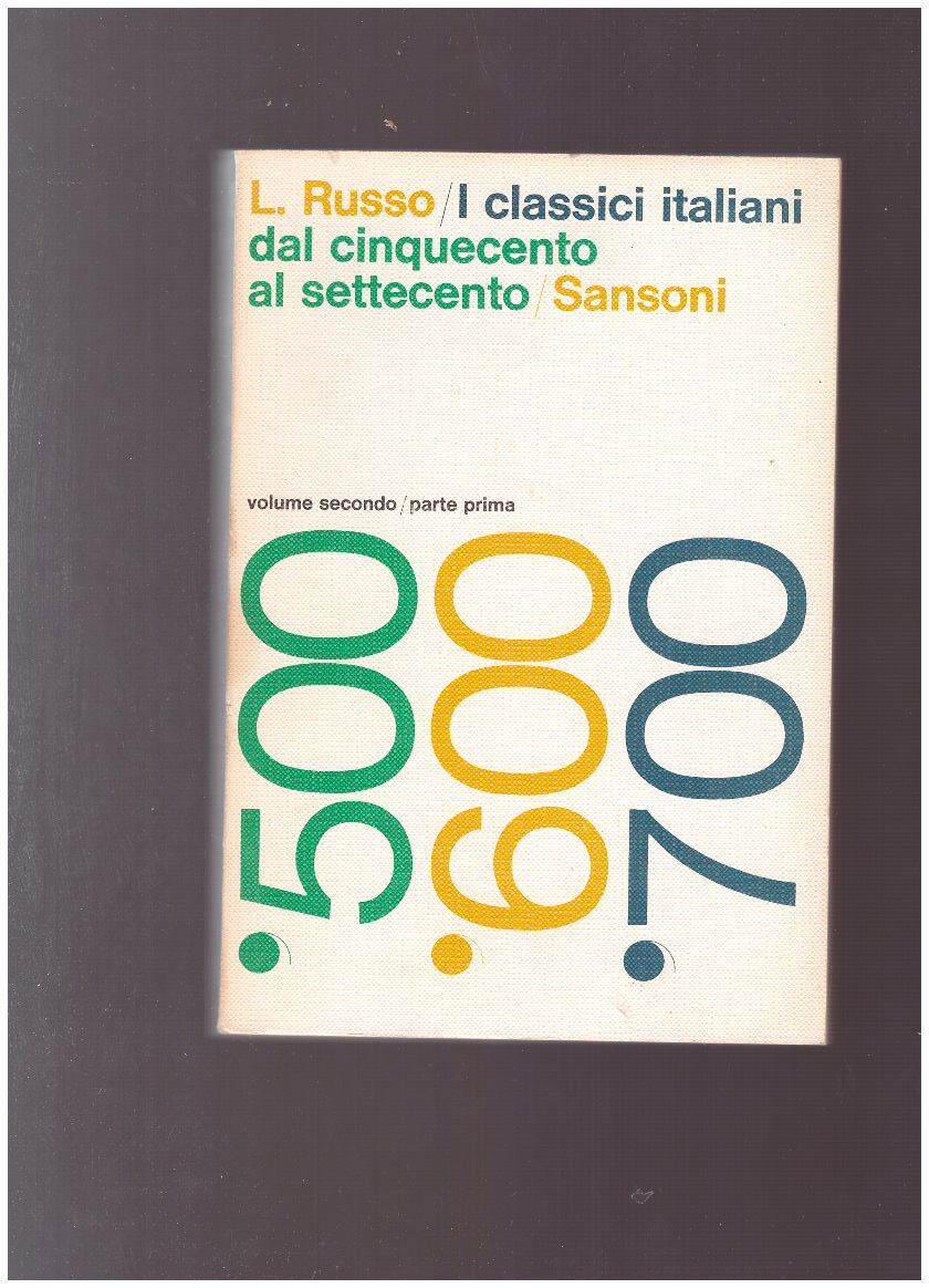 I CLASSICI ITALIANI DAL CINQUECENTO AL SETTECENTO vol. II parte prima - copertina