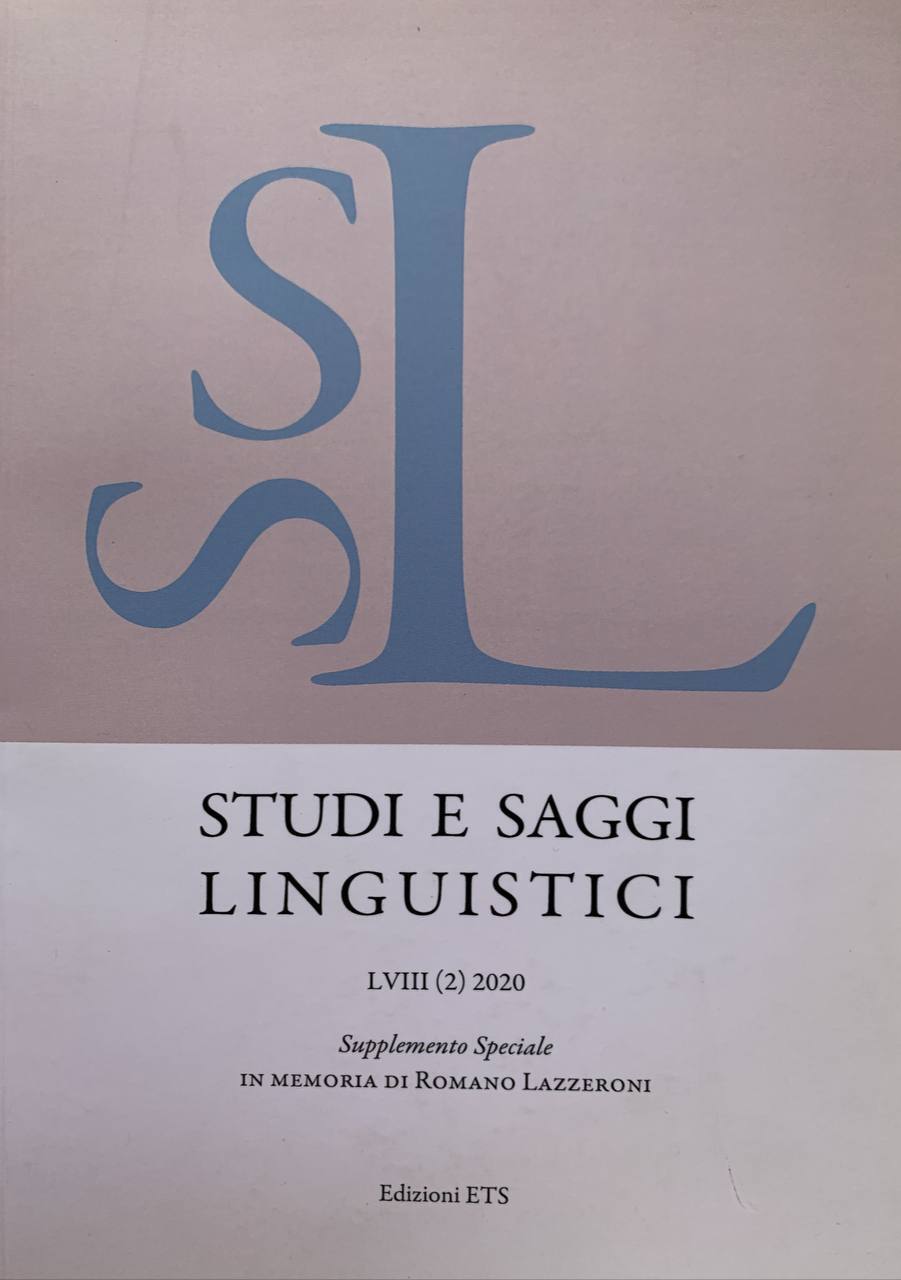 Studi e saggi linguistici. Supplemento speciale in memoria di Romano Lazzeroni (2020) (Vol. 2) - copertina