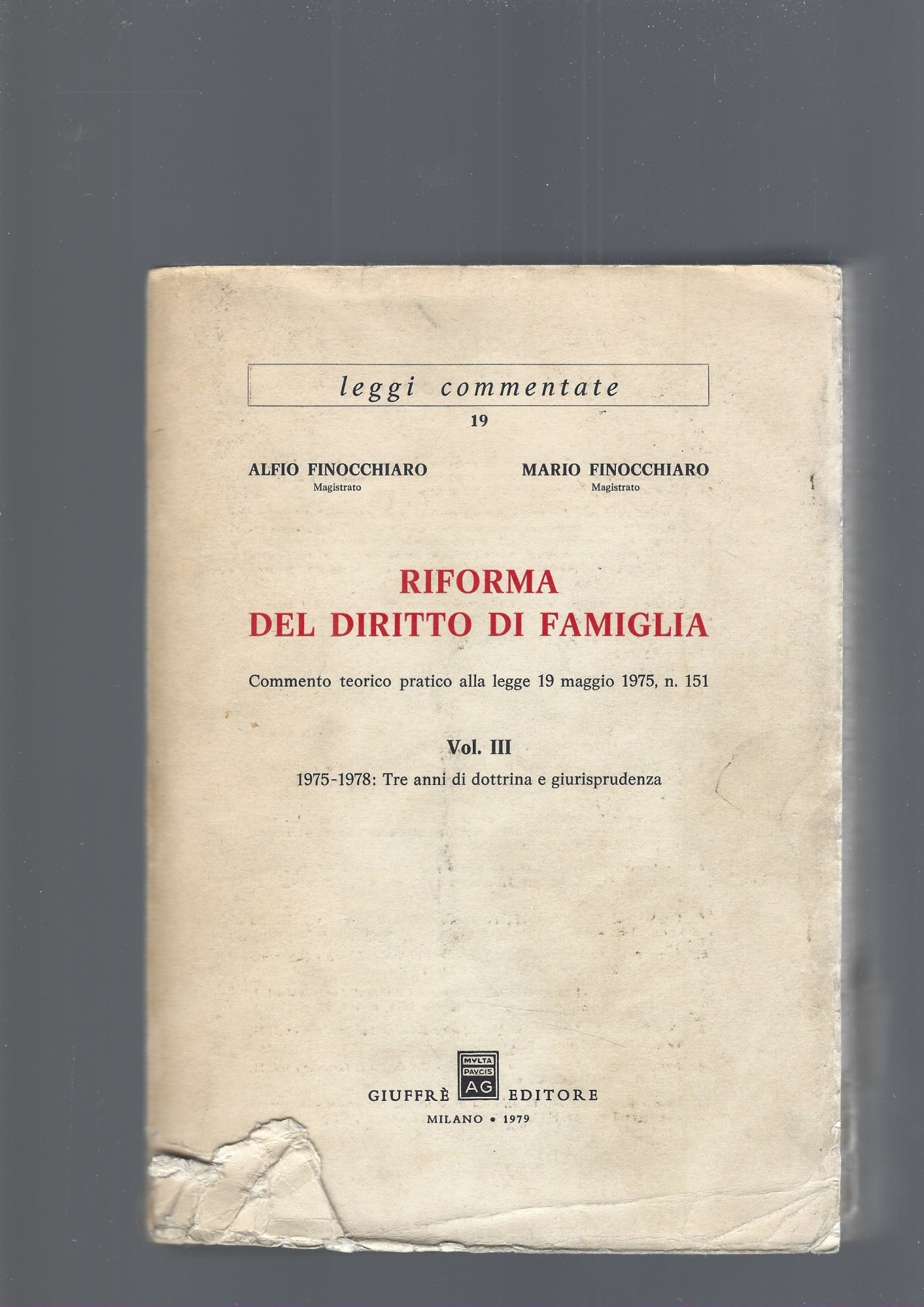 RIFORMA DEL DIRITTO DI FAMIGLIA, VOLUME III - copertina