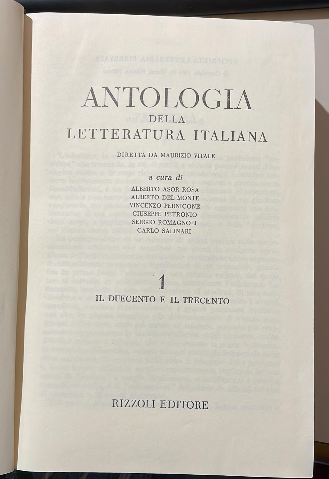 Antologia della letteratura italiana. Vol.1 Duecento e Trecento. - copertina