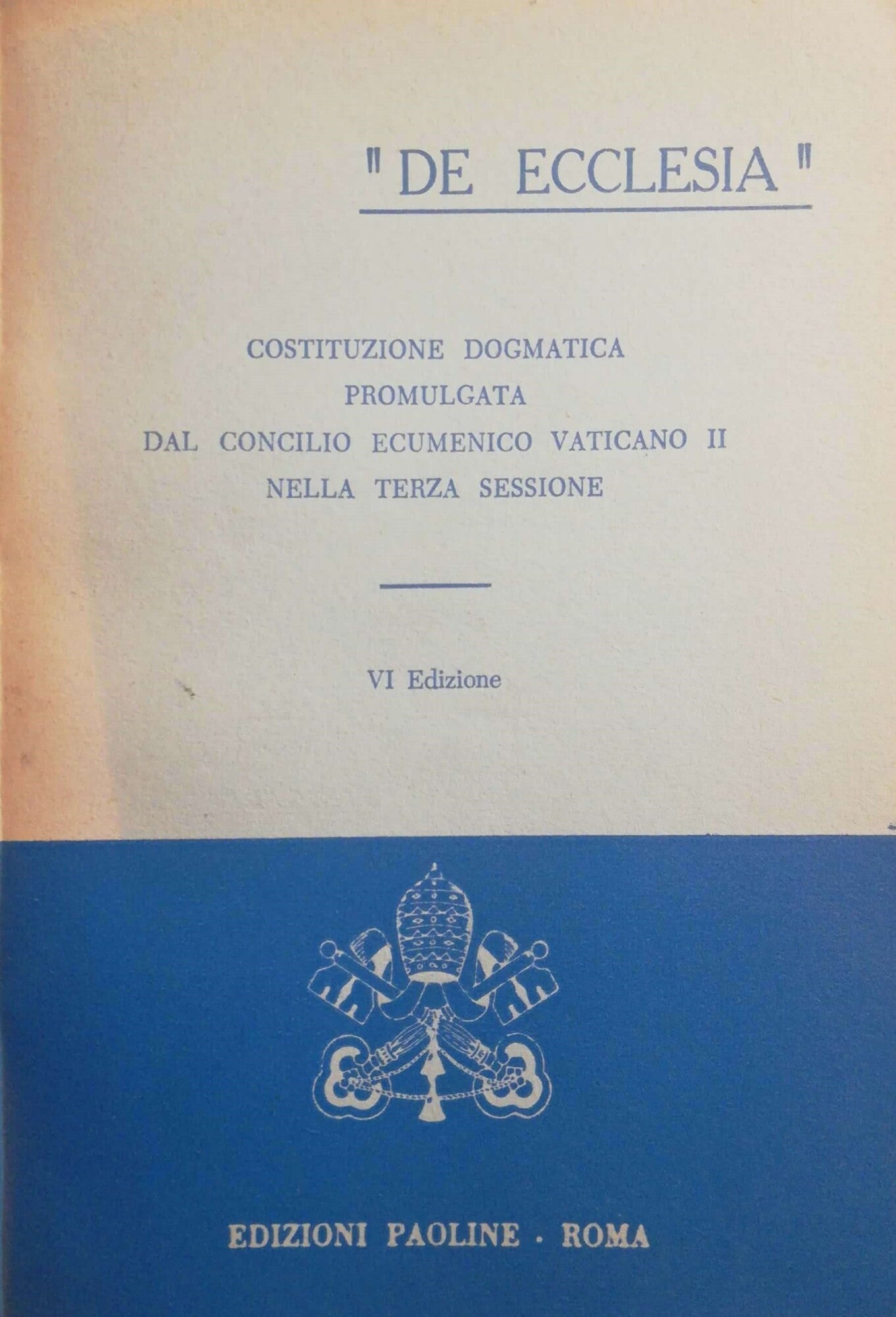 De ecclesia, costituzione dogmatica promulgata dal Concilio Ecumenico Vaticano II - copertina