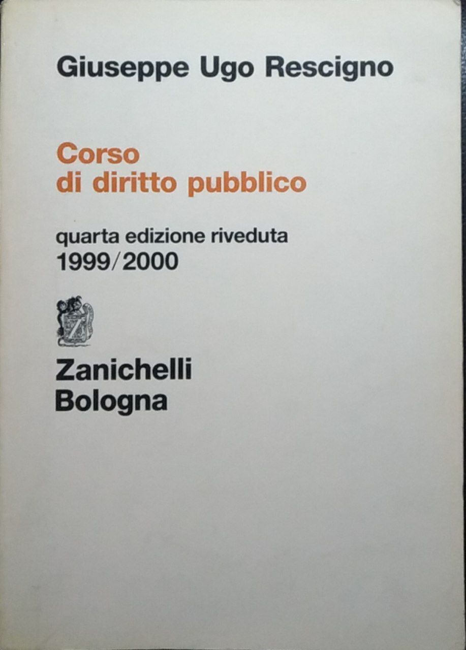 Corso di diritto pubblico (quarta edizione riveduta 1999/2000) - copertina