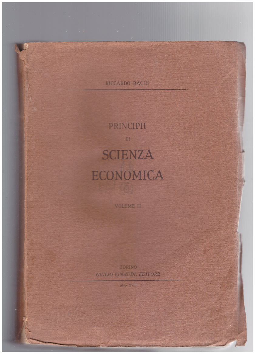 Principii di Scienza Economica Volume II - copertina