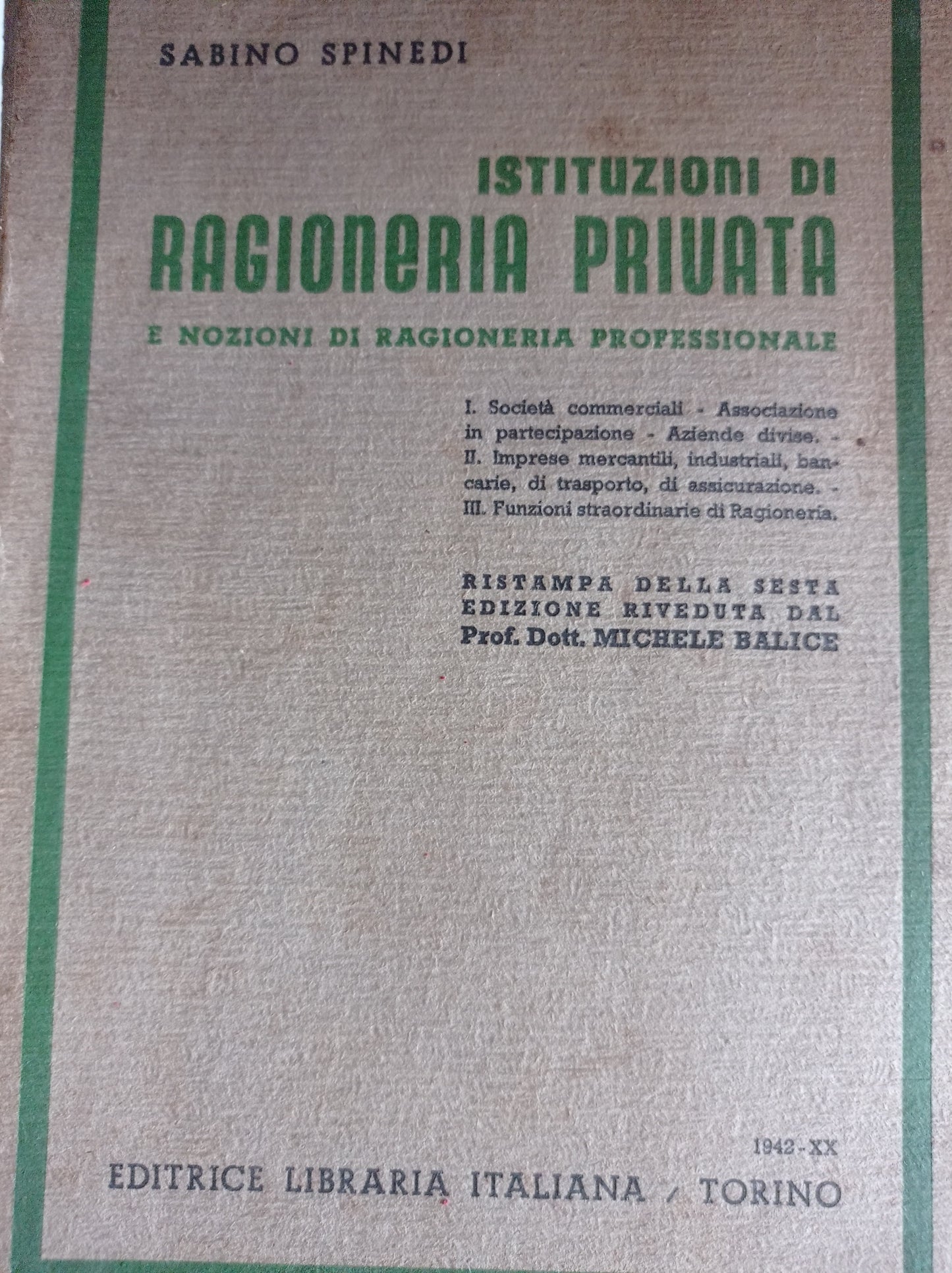 Istituzioni di ragioneria privata - copertina
