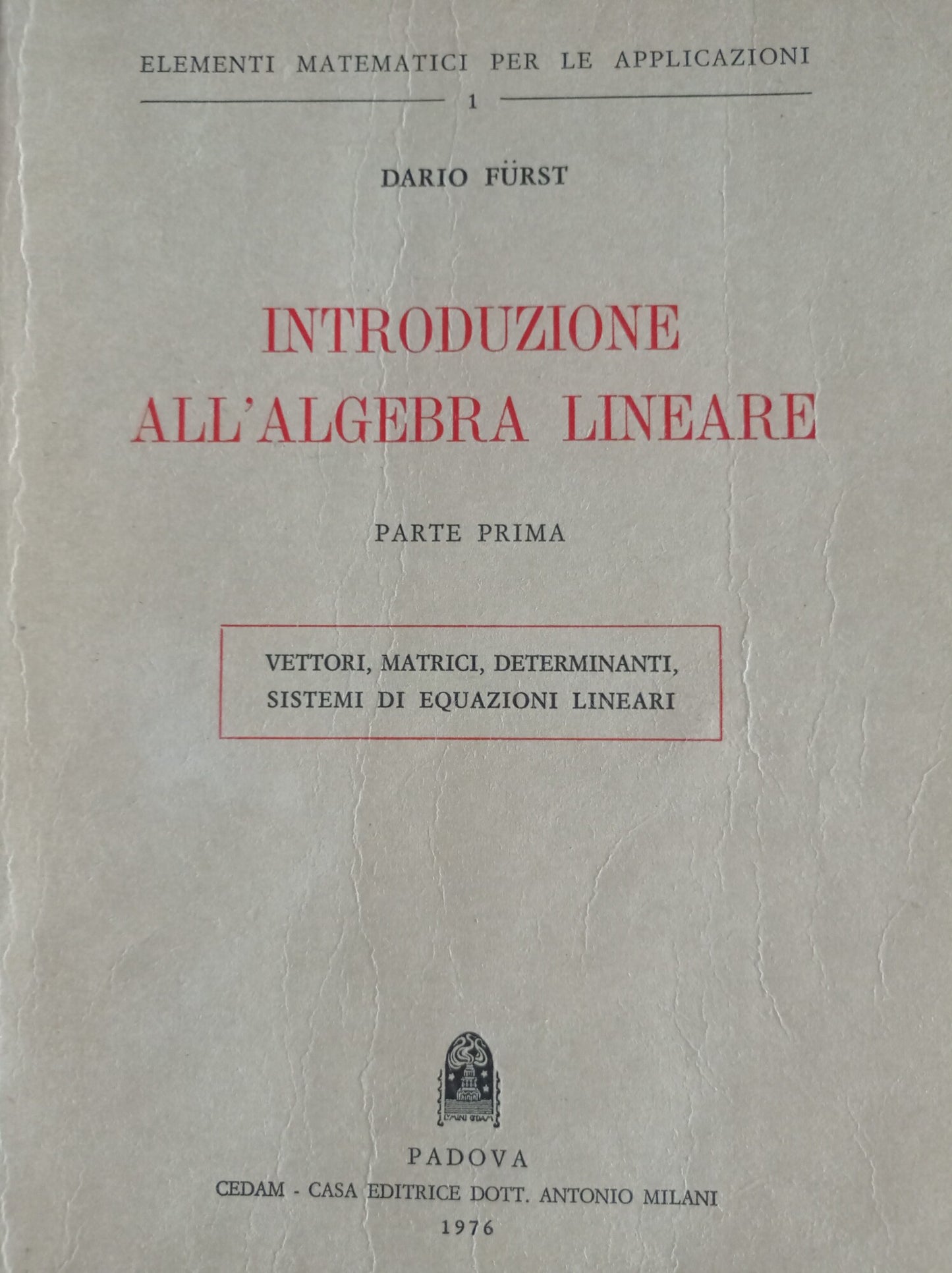 Introduzione all'algebra lineare - copertina
