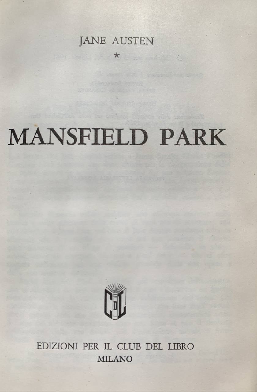 Mansfield Park - copertina