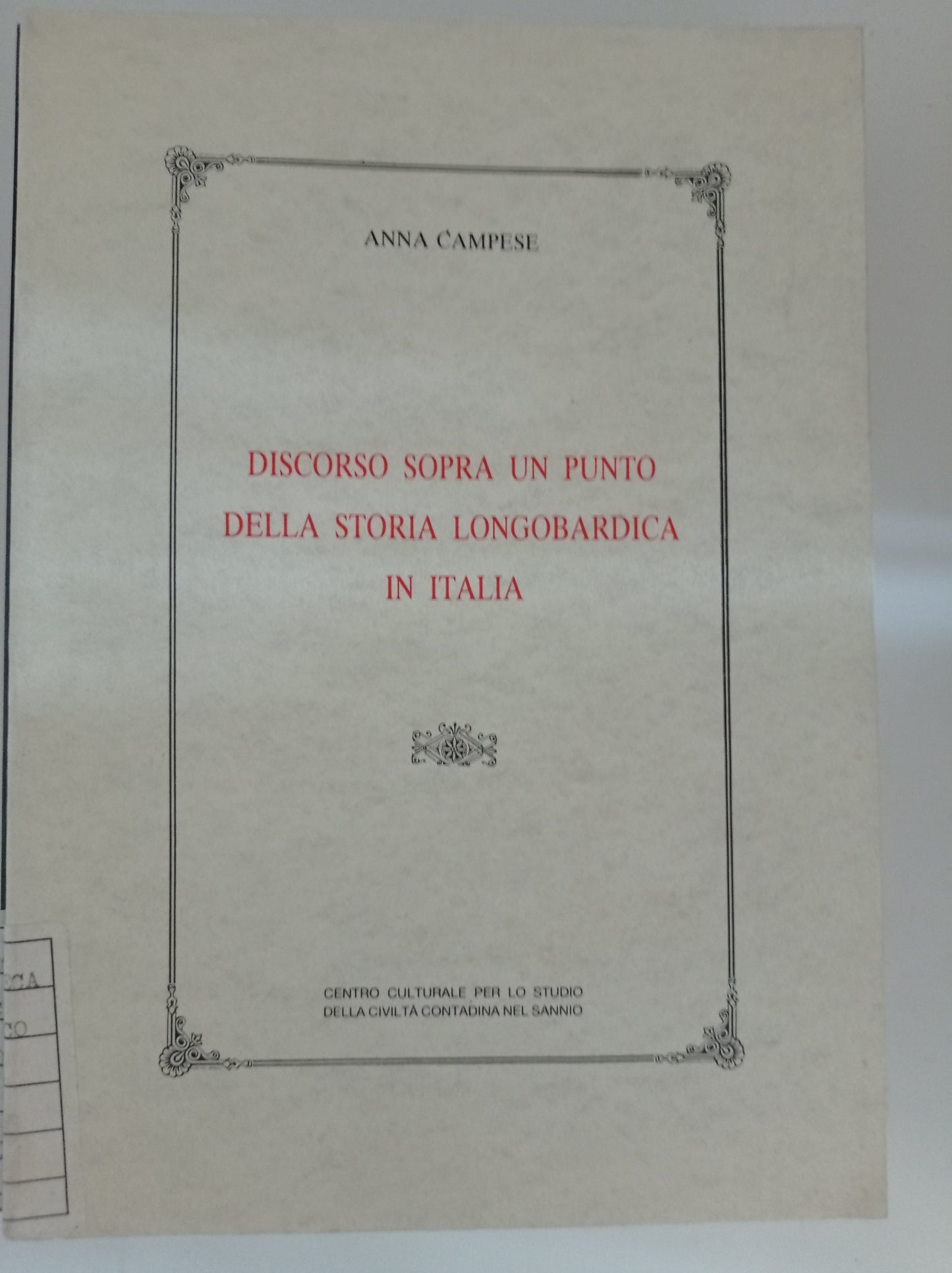 Discorso sopra un punto della storia longobardica in Italia - copertina