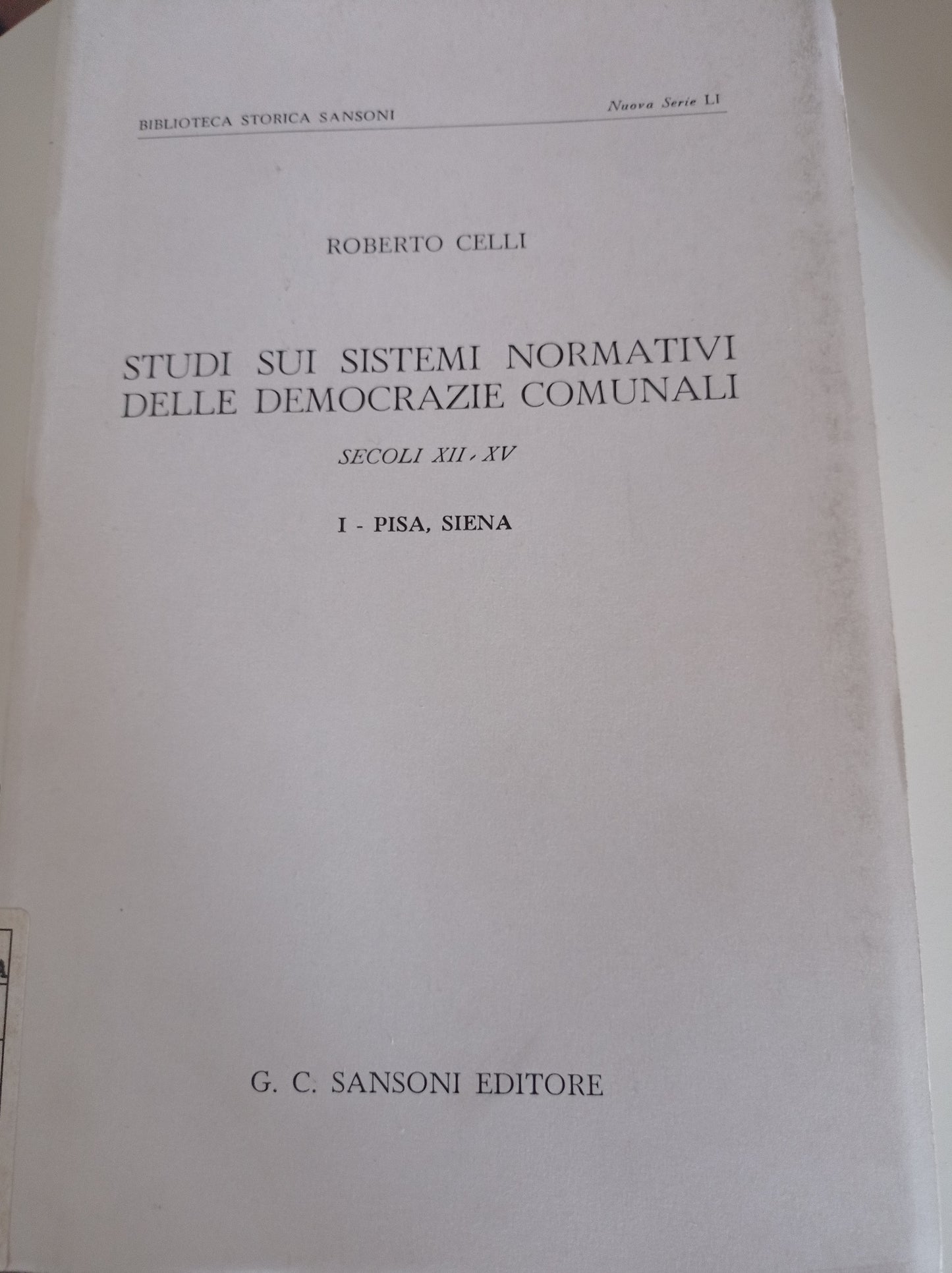 Studi sui sistemi normativi delle democrazie comunali - copertina