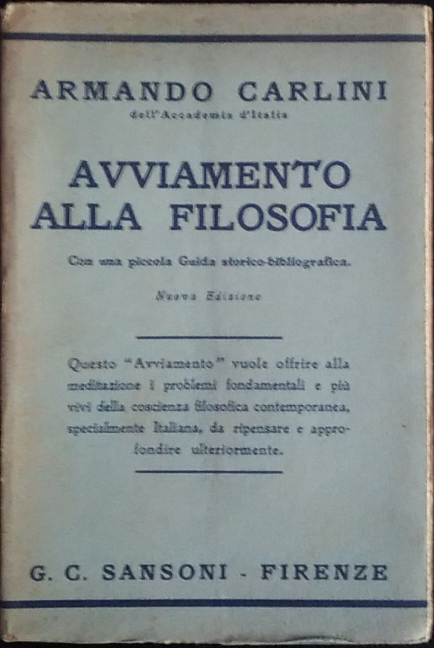 Avviamento alla filosofia - copertina