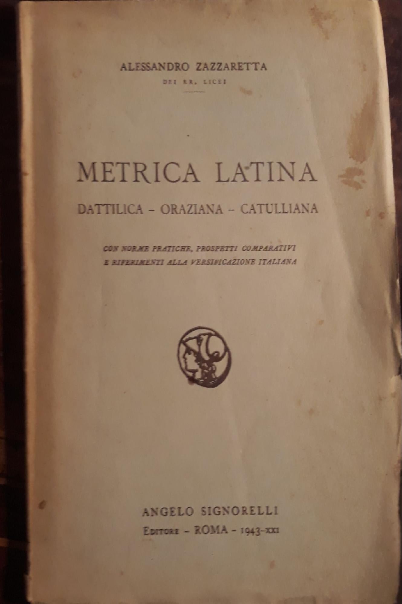 Metrica latina: dattilica-oraziana-catulliana - copertina