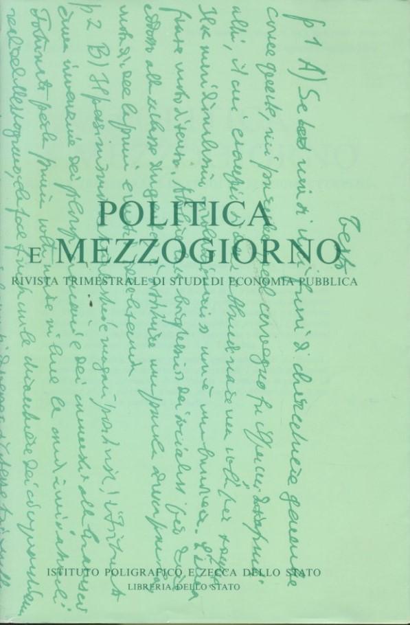 Politica e Mezzogiorno. Anno V. N. 3 - copertina