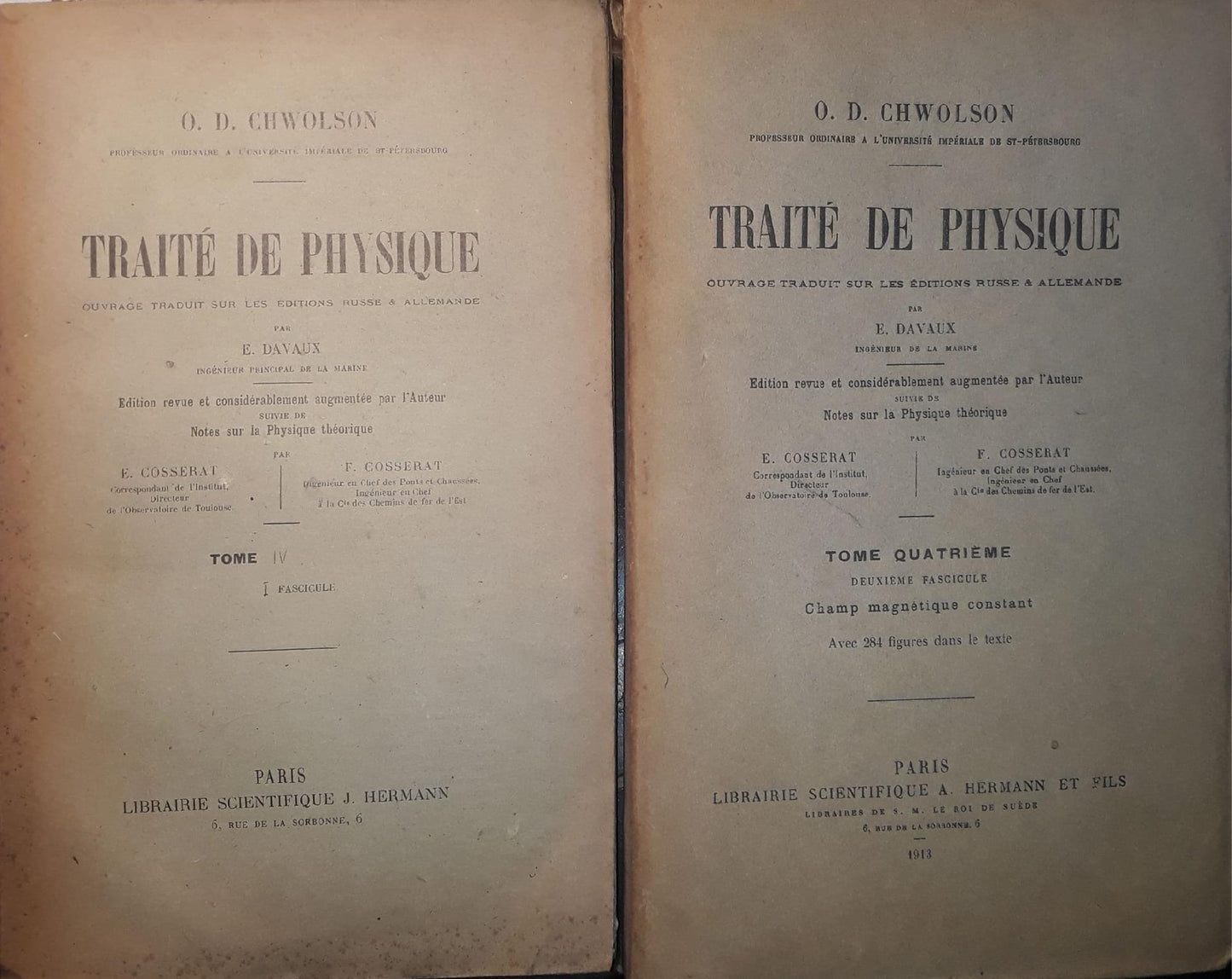 Traité de Physique: Tome IV, Fascicule I Pag. 430, Fascicule II pag. 431 - 1162 - copertina
