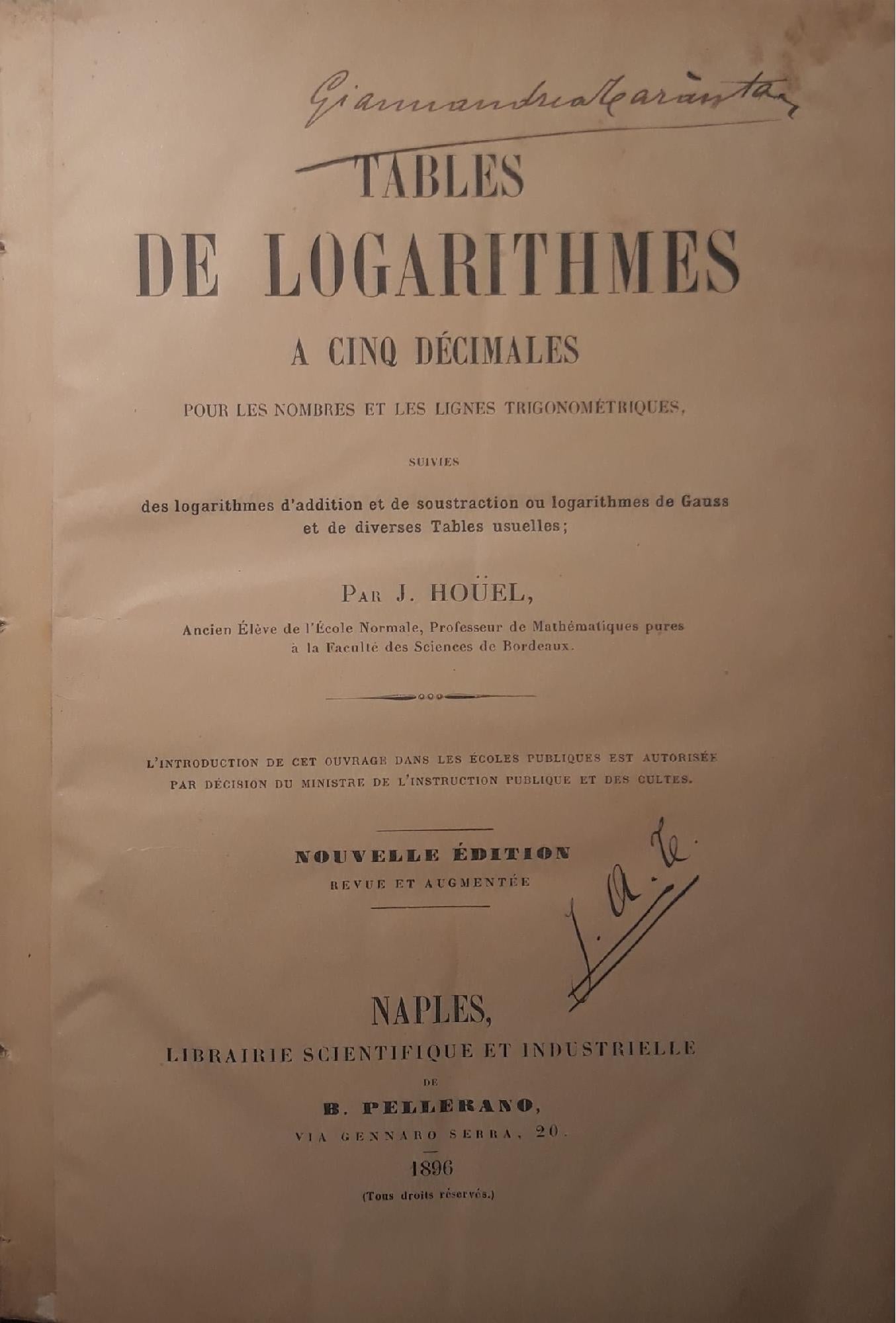 Tables de logarithmes a cinq décimales: pour les nombres et les lignes trigonométriques - copertina