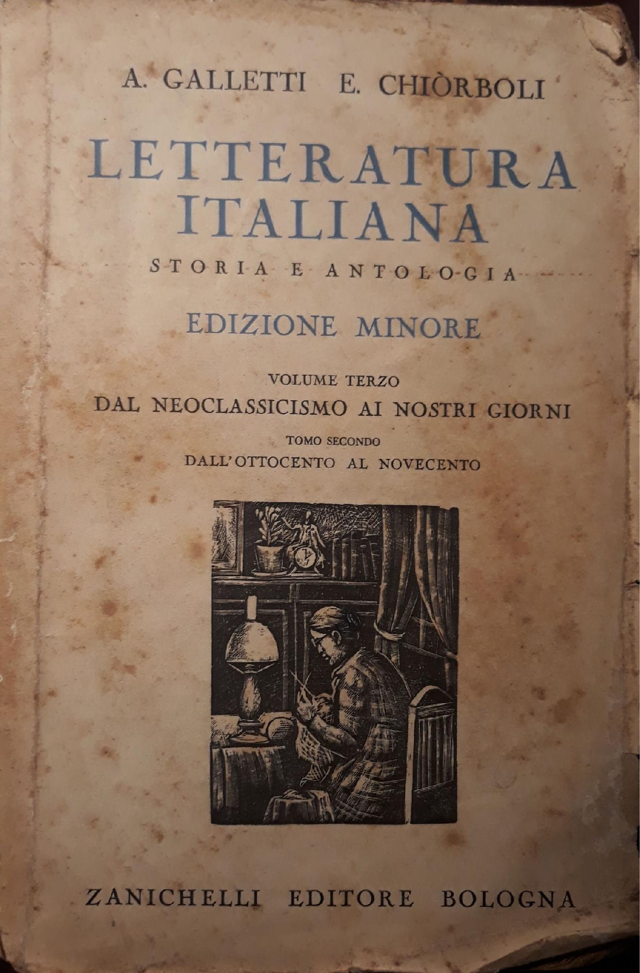 Letteratura italiana: storia e antologia, edizione minore. Vol. III - Dal Neoclassicismo ai nostri giorni, Tomo II - Dall'Ottocento al Novecento. - copertina
