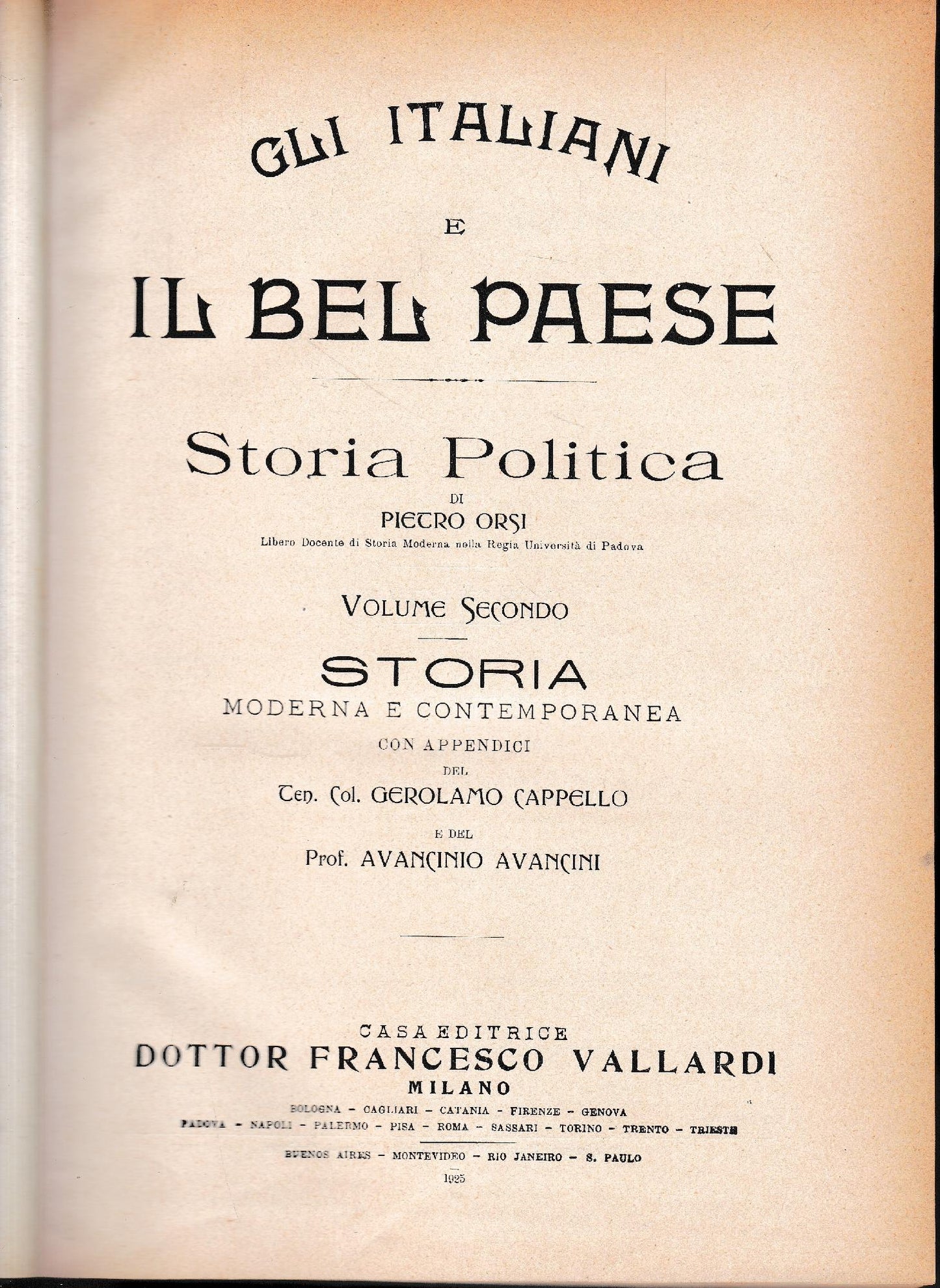 Gli italiani e il bel paese. Storia Politica. Vol. secondo - copertina