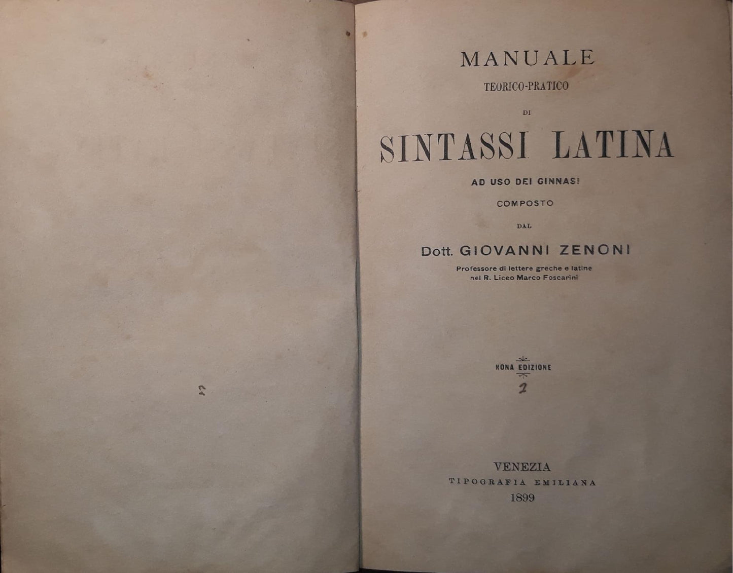 Manuale teorico-pratico di sintassi latina ad uso dei ginnasi - copertina