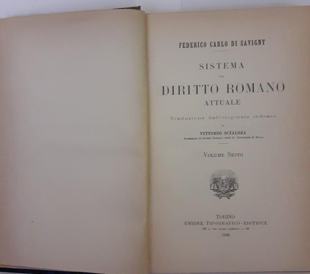 Sistema del diritto romano attuale Volume VI - copertina