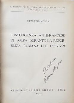 L'insorgenza antifrancese di Tolfa durante la Repubblica Romana del 1798-1799 - copertina