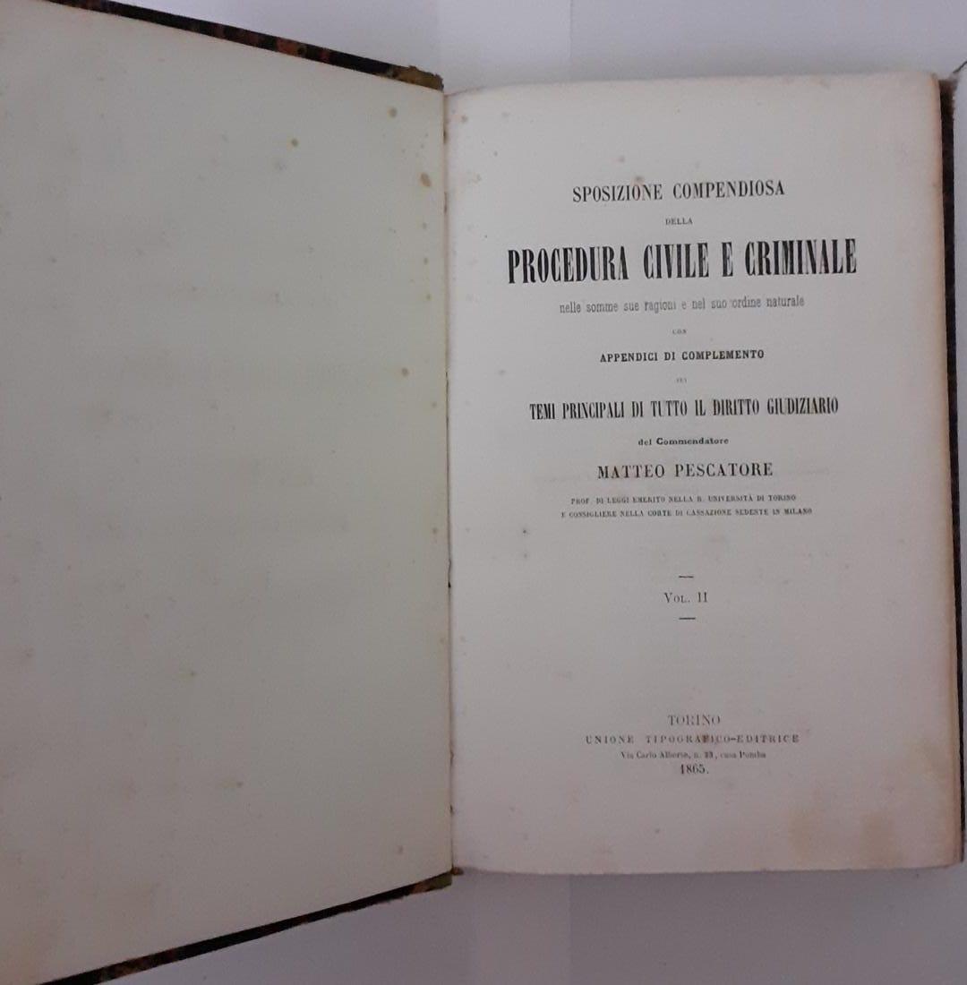 Sposizione compendiosa della procedura civile e criminale Vol II Parte I e II - copertina