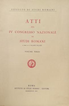 Atti del IV Congresso Nazione di Studi Romani, vol. 3 - copertina