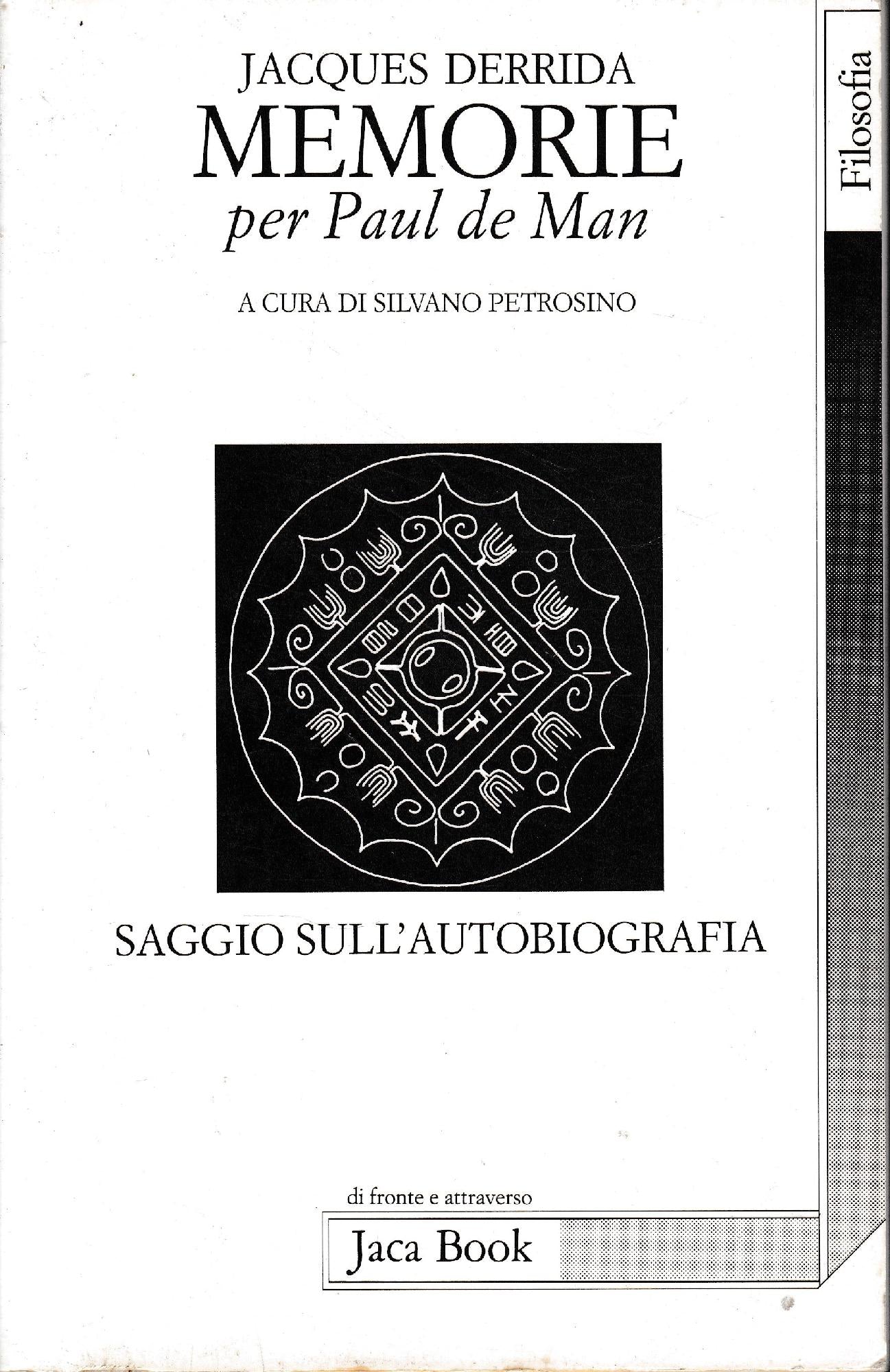 Memorie per Paul de Man : saggio sull'autobiografia - copertina